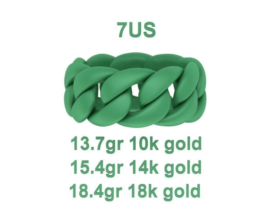 Heavy Cuban Chain Ring Miami Cuban Ring 3dmodel 5-8US sizes 3D print model_20