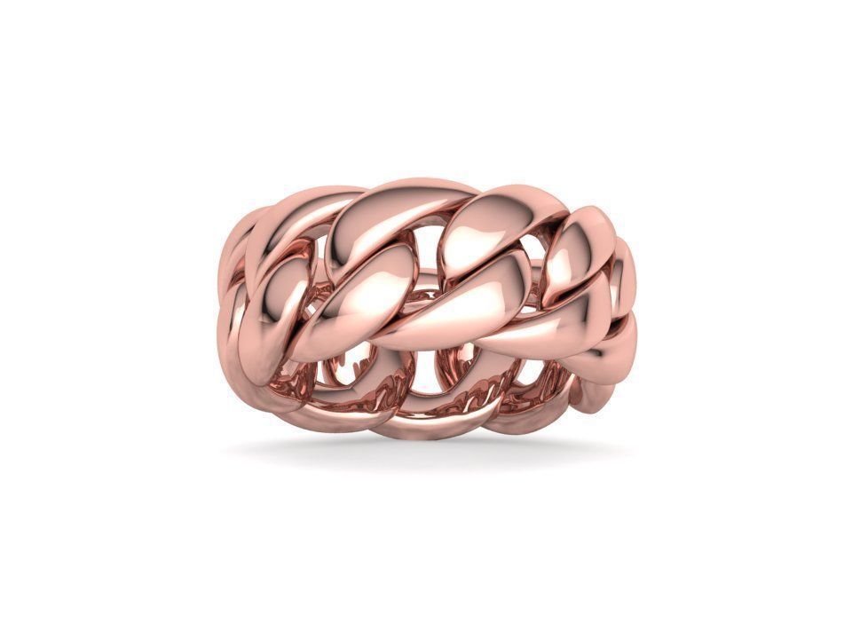 Heavy Cuban Chain Ring Miami Cuban Ring 3dmodel 5-8US sizes 3D print model_5
