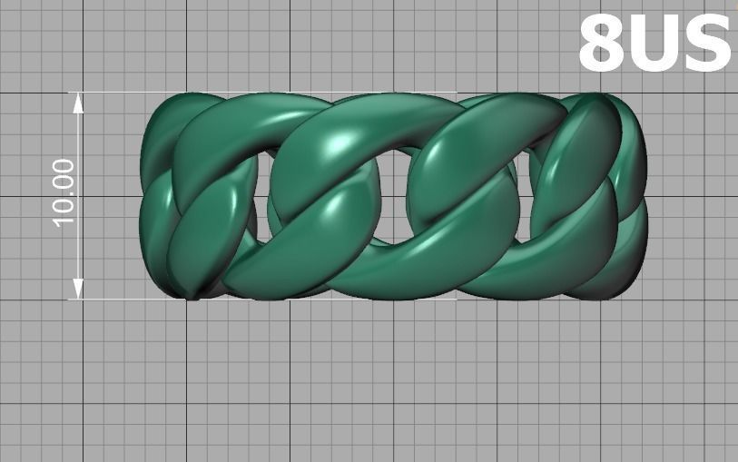Heavy Cuban Chain Ring Miami Cuban Ring 3dmodel 5-8US sizes 3D print model_15