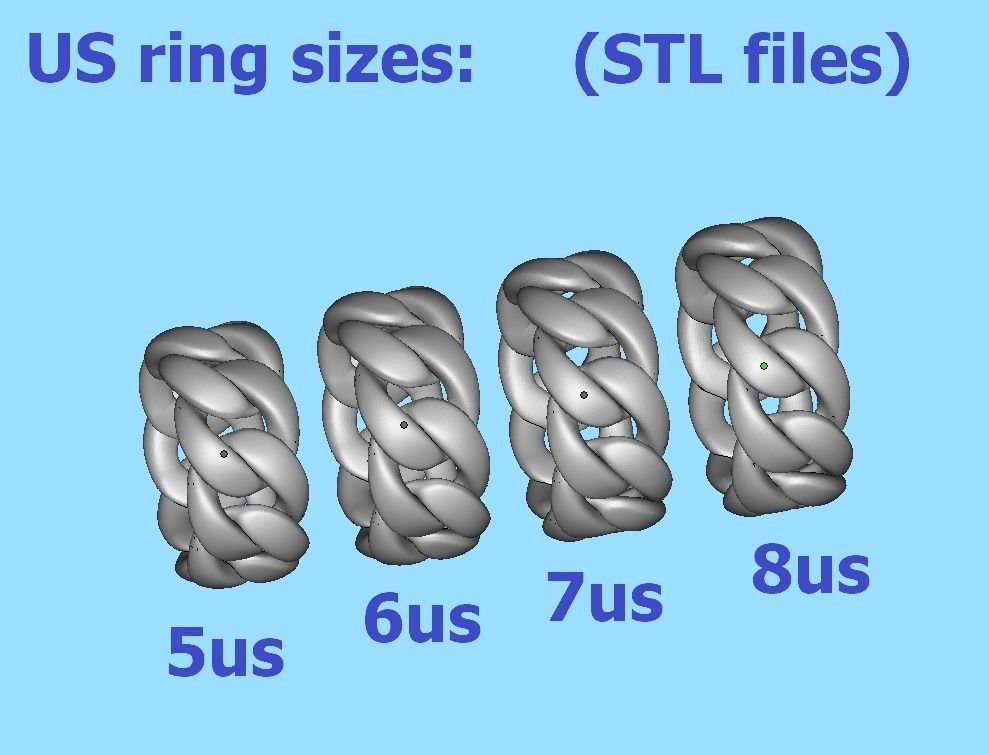 Heavy Cuban Chain Ring Miami Cuban Ring 3dmodel 5-8US sizes 3D print model_17