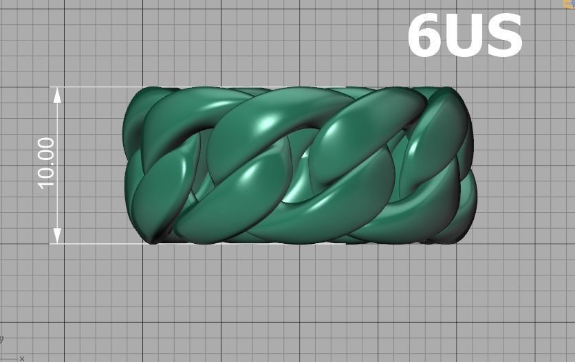 Heavy Cuban Chain Ring Miami Cuban Ring 3dmodel 5-8US sizes 3D print model_11