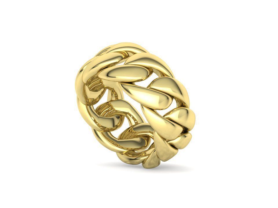 Heavy Cuban Chain Ring Miami Cuban Ring 3dmodel 5-8US sizes 3D print model_29