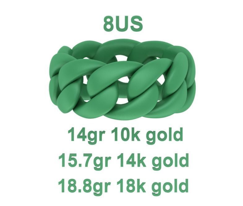 Heavy Cuban Chain Ring Miami Cuban Ring 3dmodel 5-8US sizes 3D print model_21