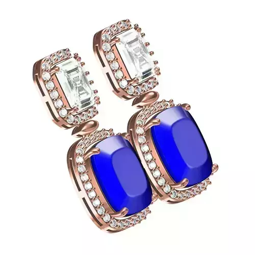 Dark Blue Big Stone Vintage Earring