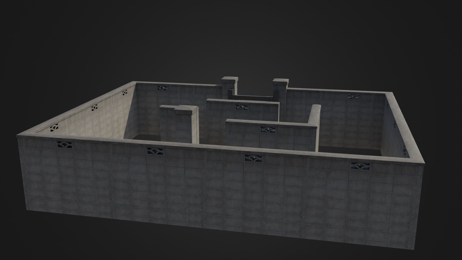 Modern Modular Japanese Fence with Gate Low-poly 3D model_19