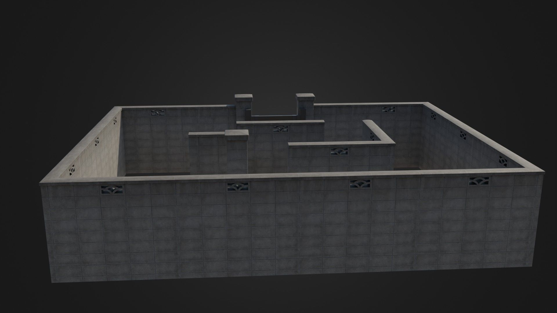 Modern Modular Japanese Fence with Gate Low-poly 3D model_21