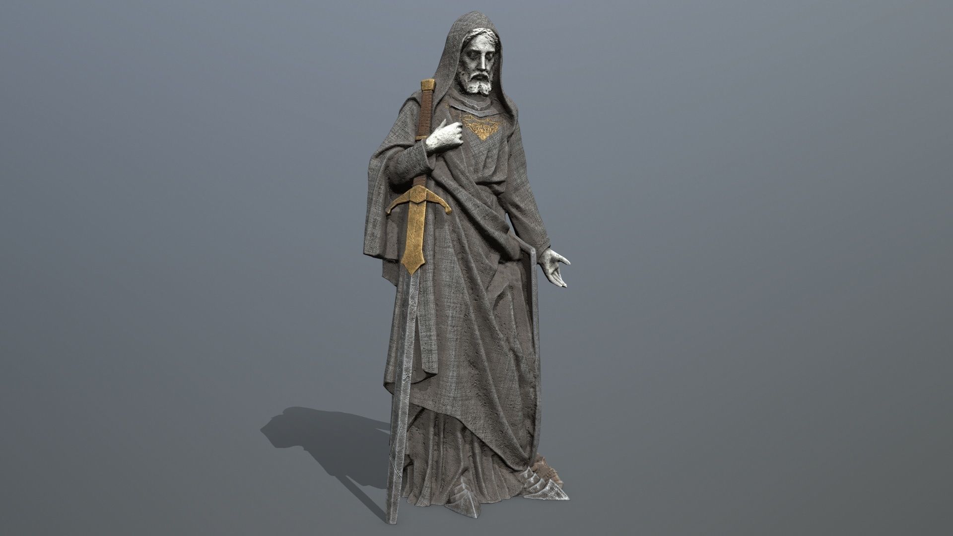 man statue Low-poly 3D model_3