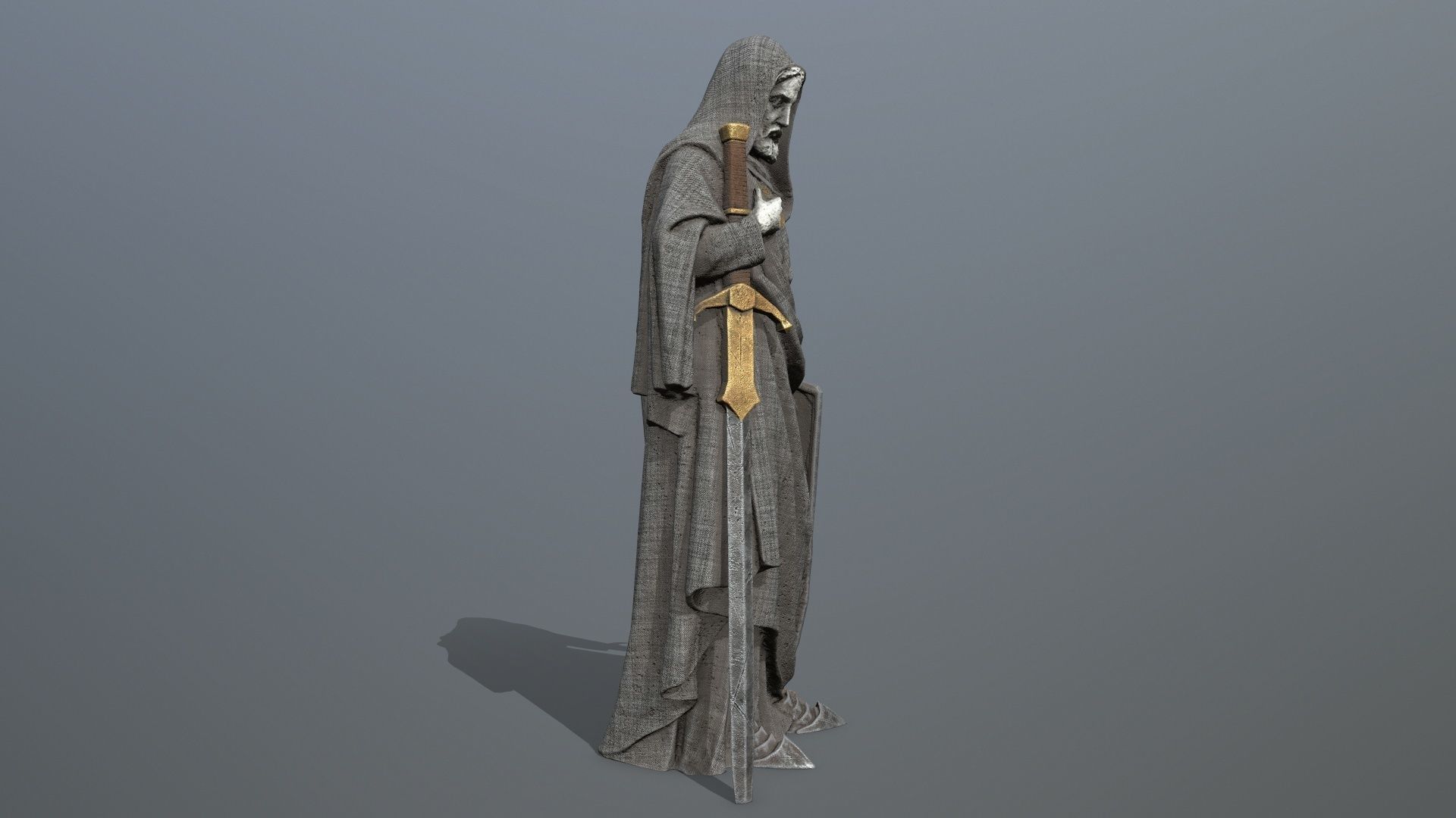 man statue Low-poly 3D model_4