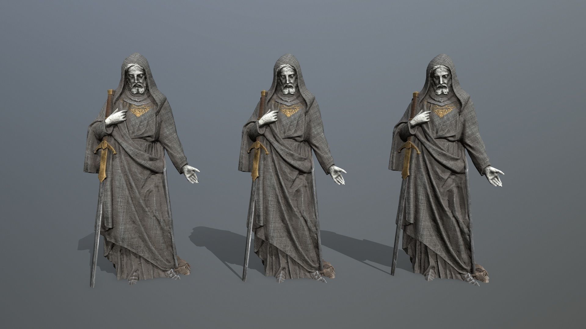 man statue Low-poly 3D model_9