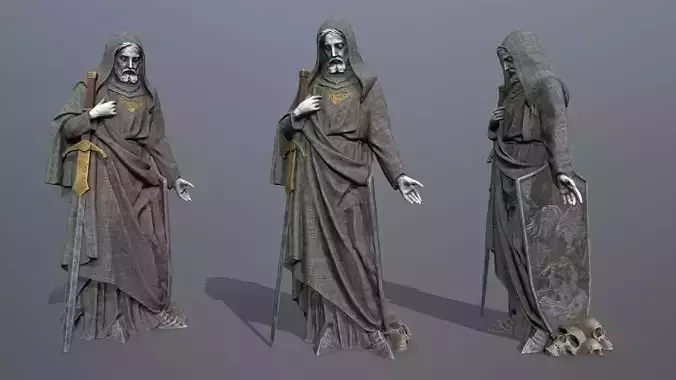 man statue Low-poly 3D model