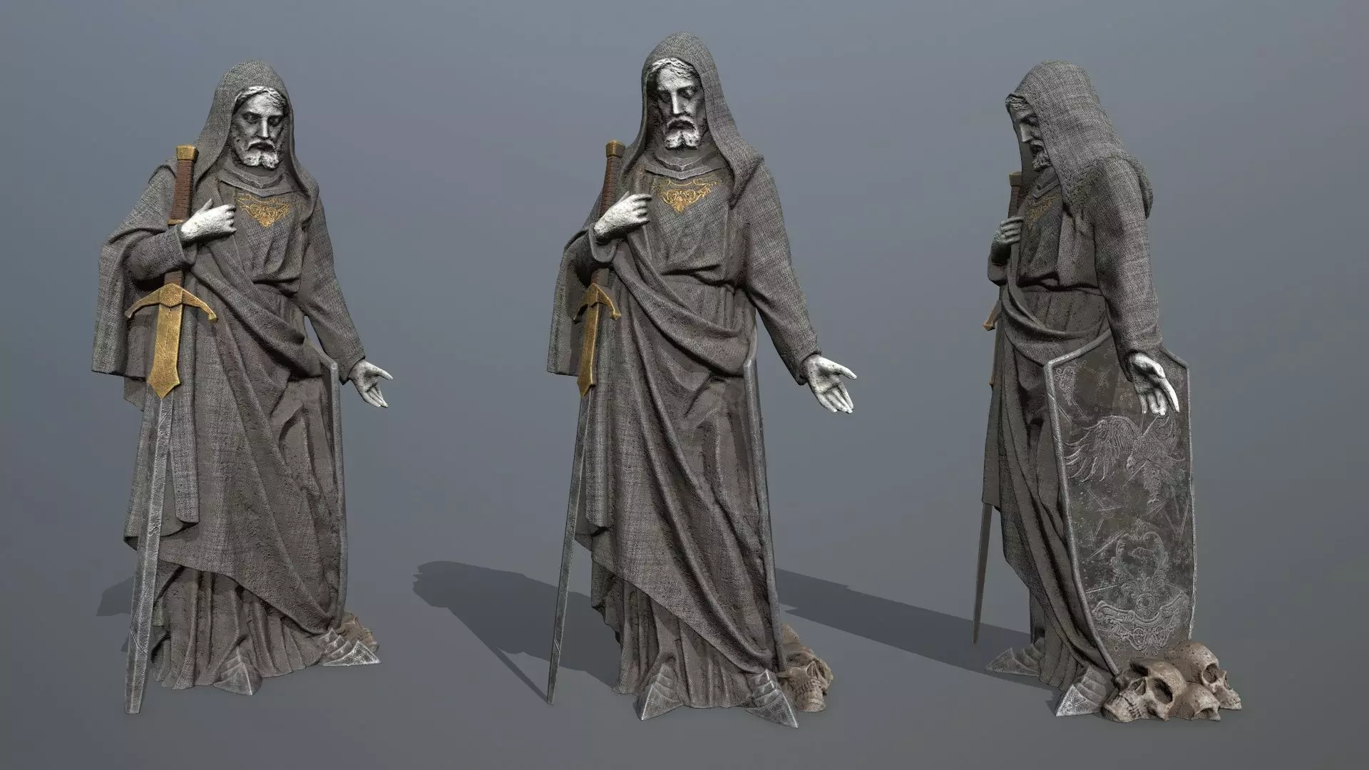 man statue Low-poly 3D model_0