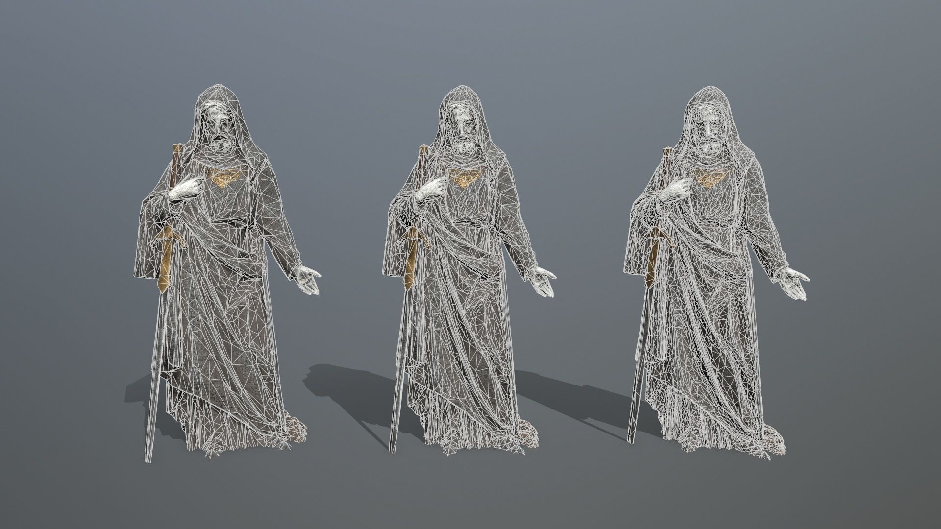 man statue Low-poly 3D model_10