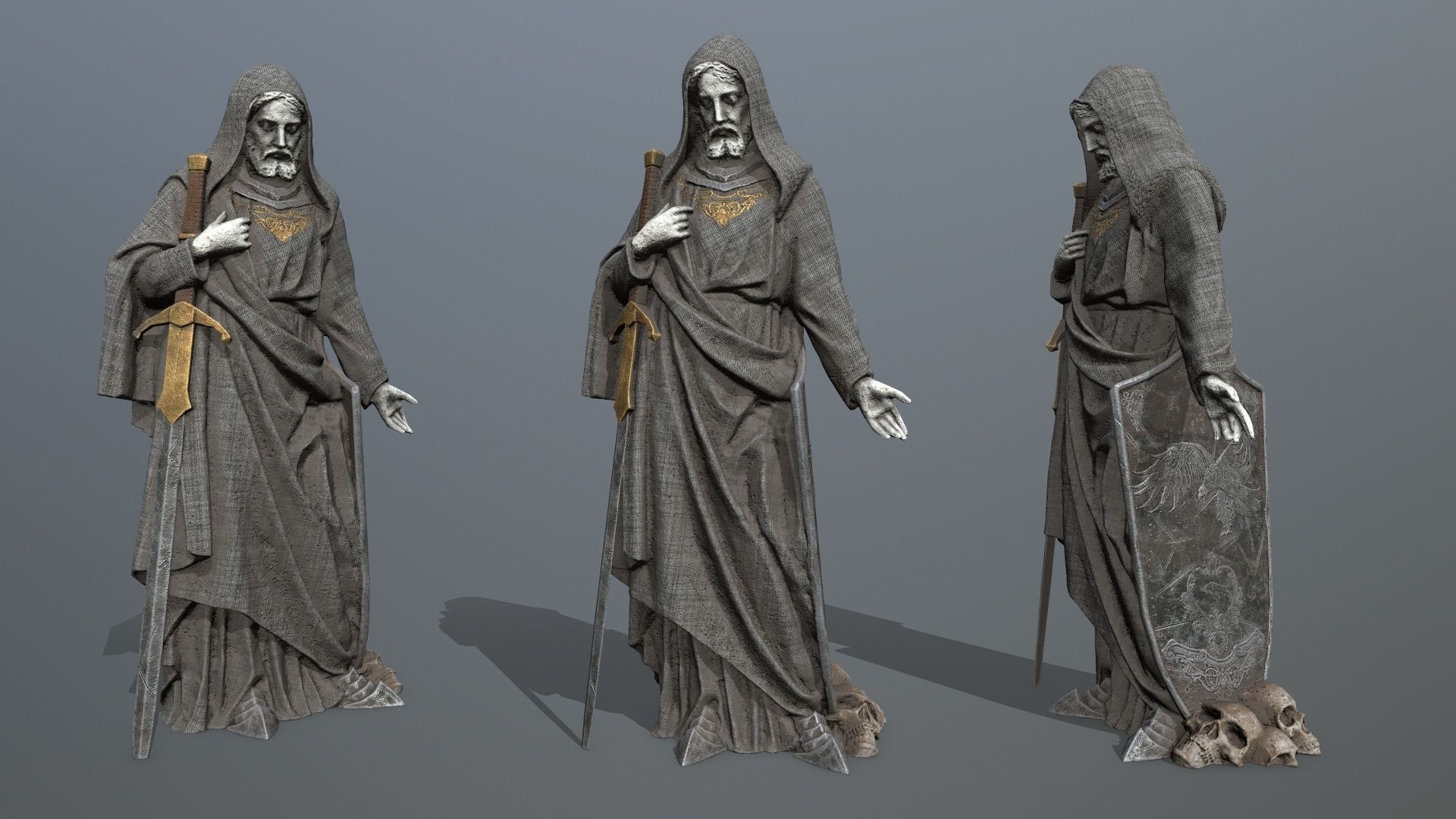 man statue Low-poly 3D model_1