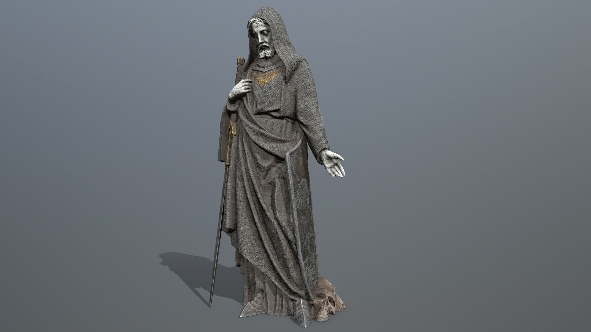 man statue Low-poly 3D model_2