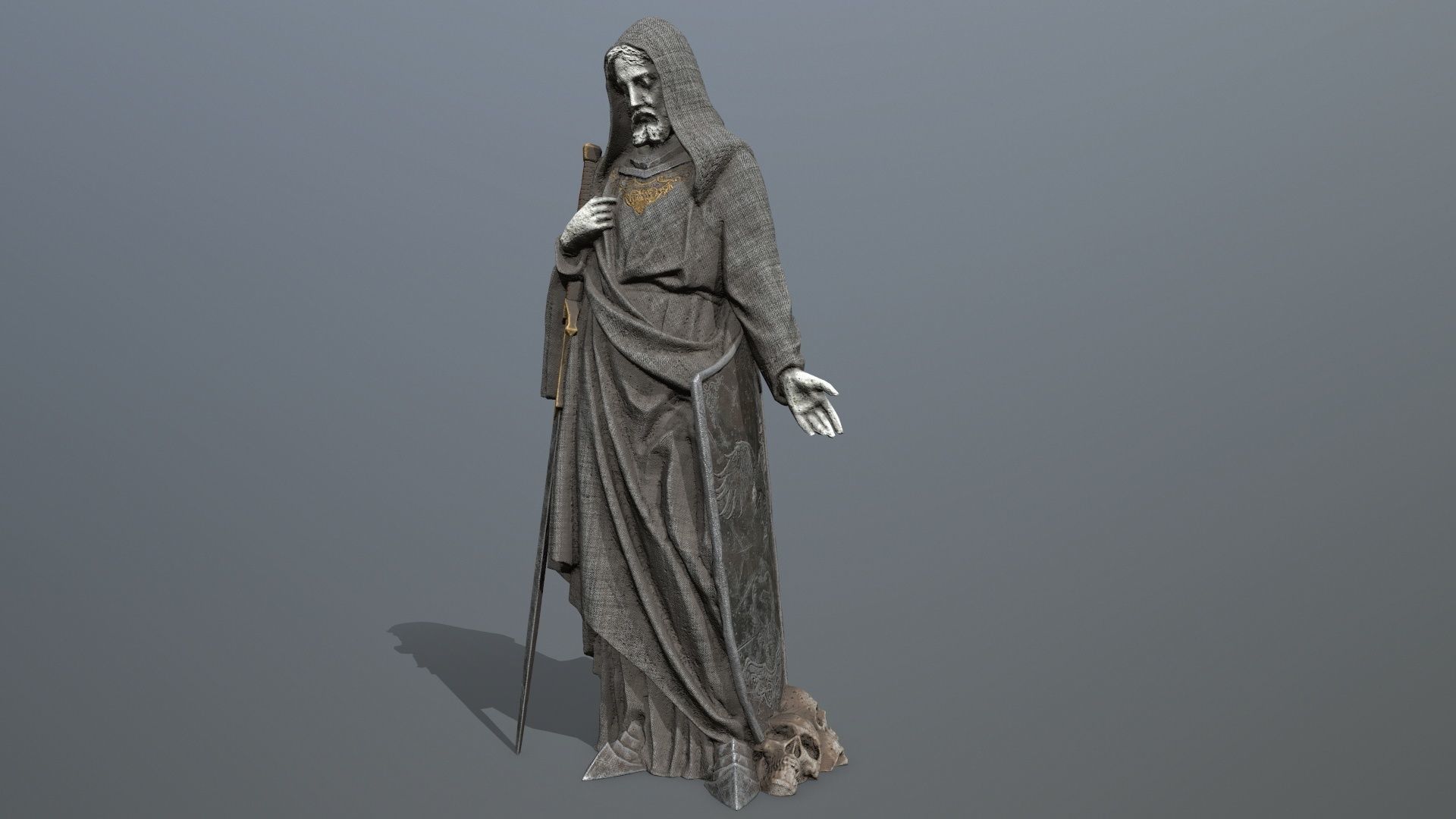 man statue Low-poly 3D model_8