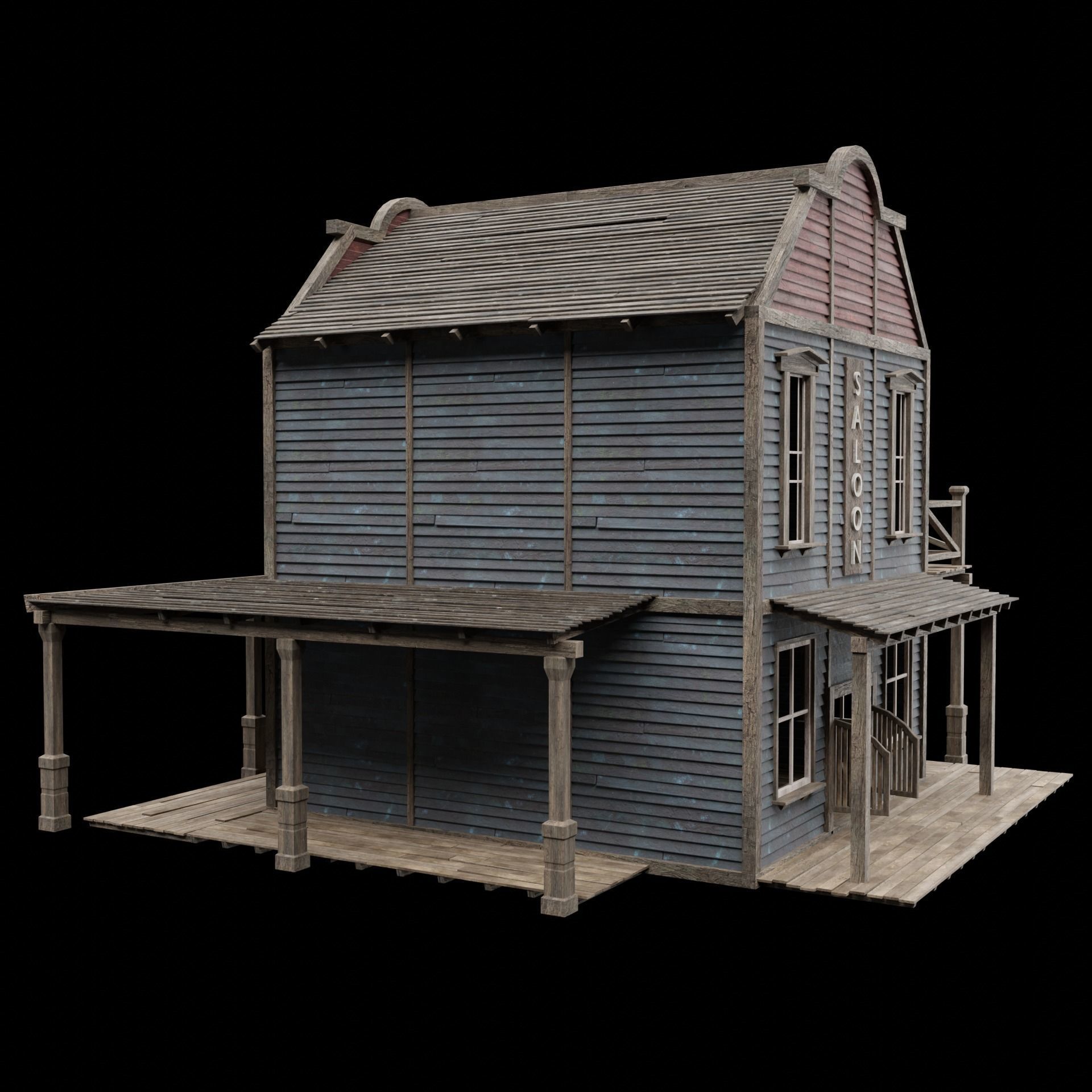 WILD WEST WESTERN SALOON BAR PUB TAVERN RESTAURANT COLLECTION Low-poly 3D model_22