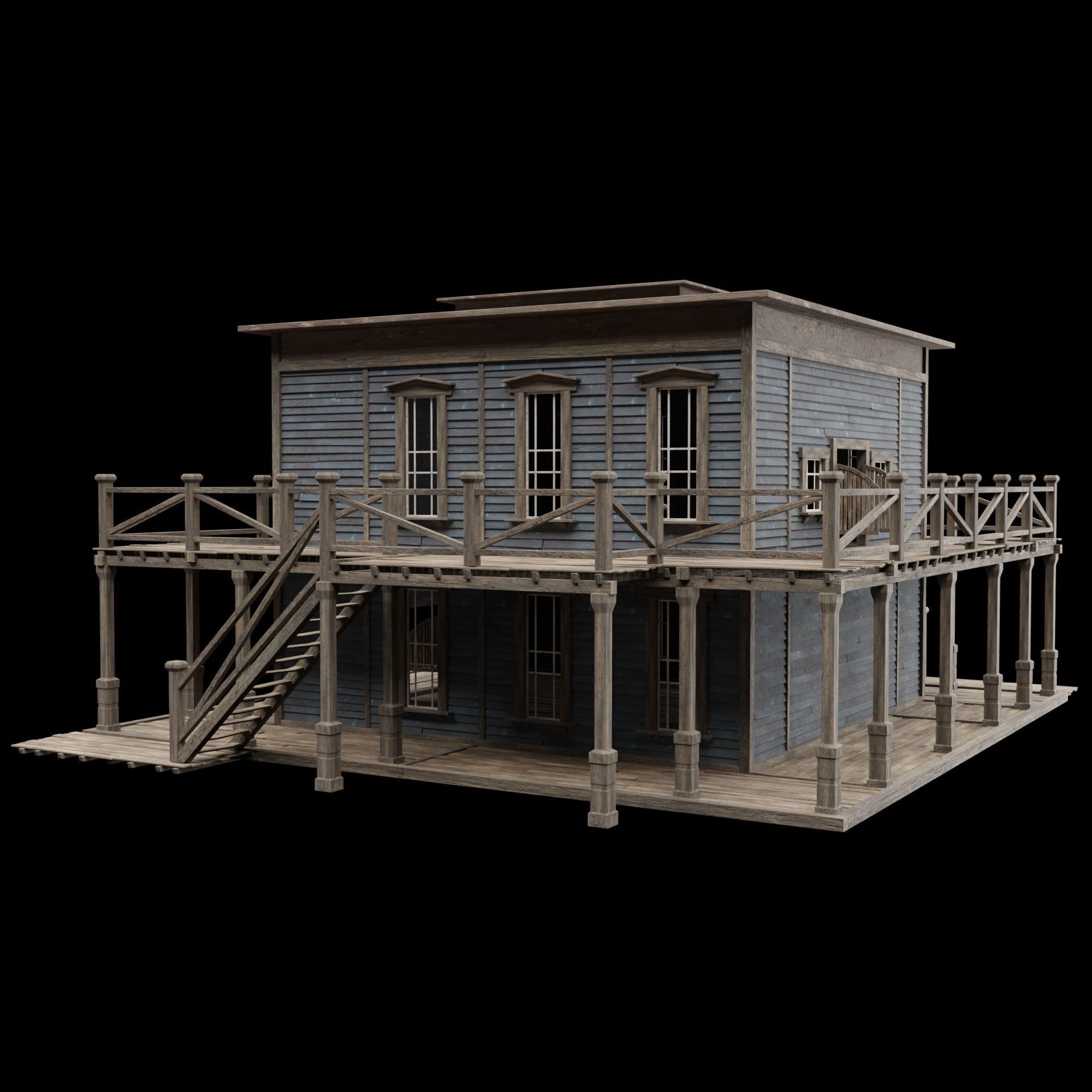 WILD WEST WESTERN SALOON BAR PUB TAVERN RESTAURANT COLLECTION Low-poly 3D model_50
