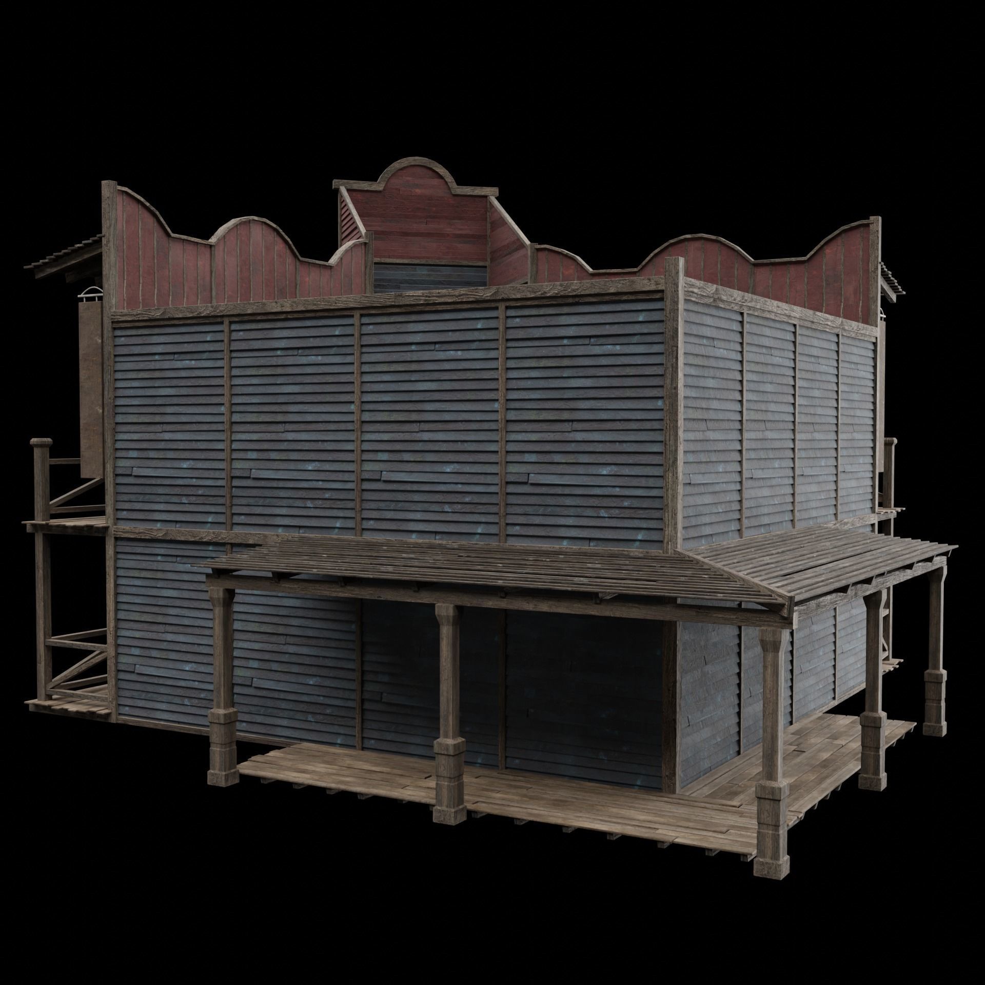 WILD WEST WESTERN SALOON BAR PUB TAVERN RESTAURANT COLLECTION Low-poly 3D model_3