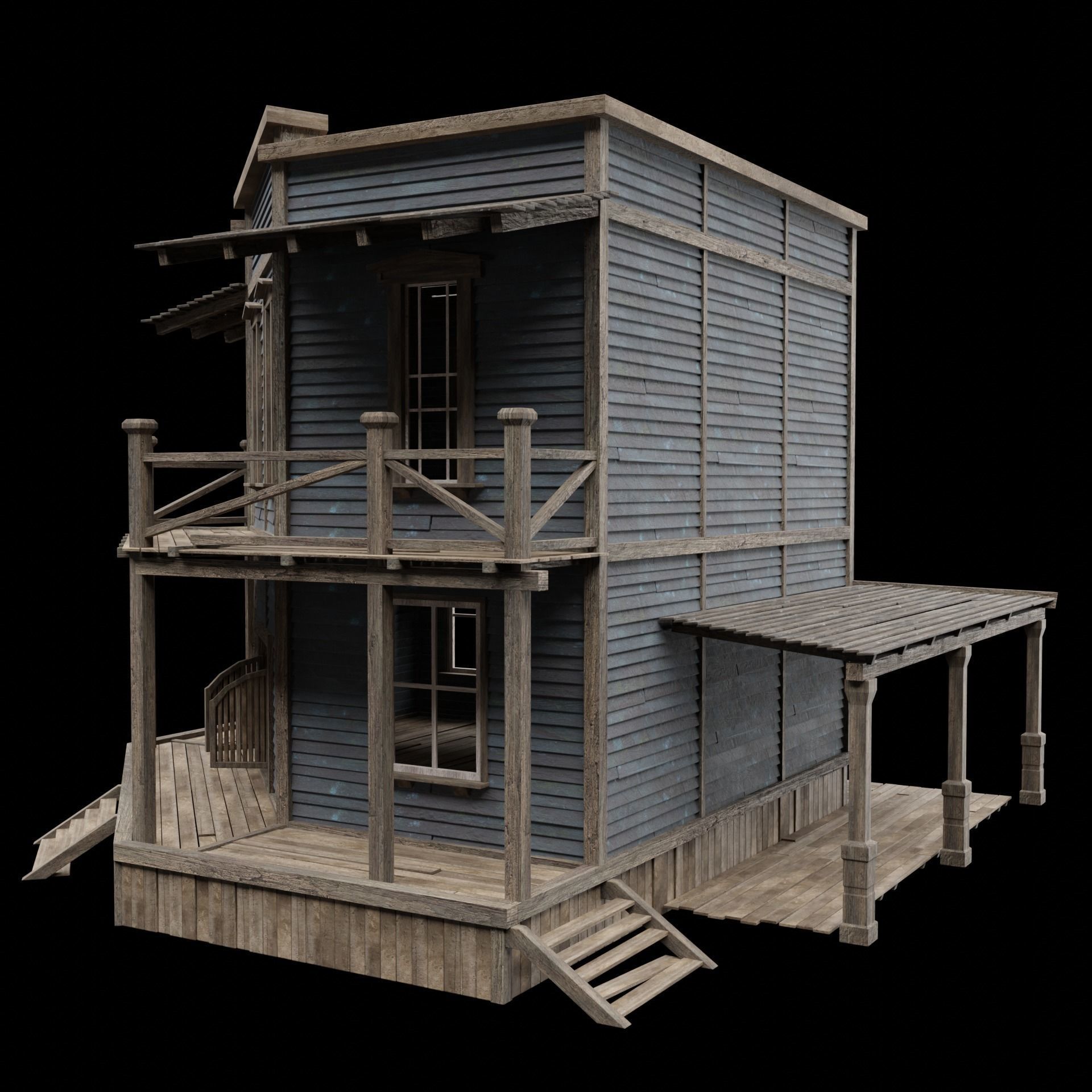 WILD WEST WESTERN SALOON BAR PUB TAVERN RESTAURANT COLLECTION Low-poly 3D model_13
