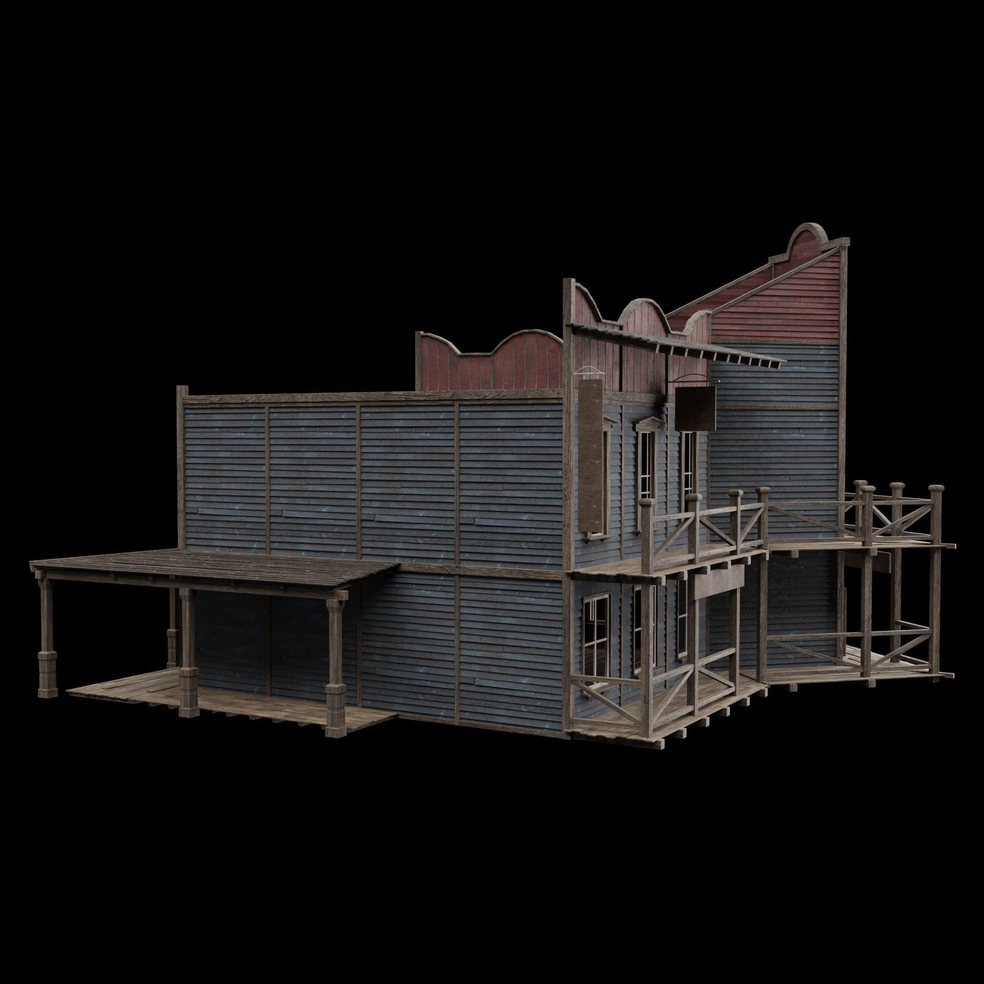 WILD WEST WESTERN SALOON BAR PUB TAVERN RESTAURANT COLLECTION Low-poly 3D model_4