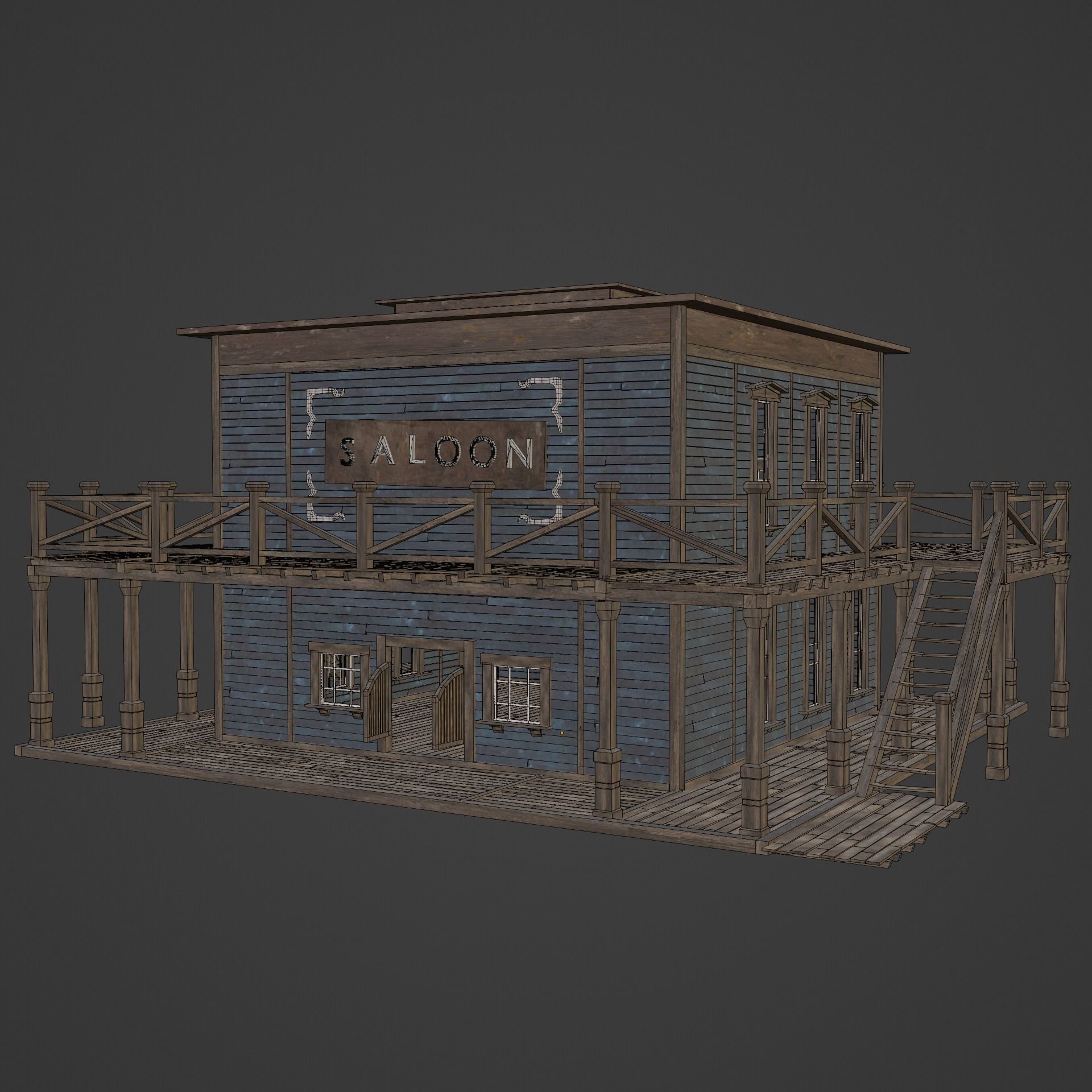 WILD WEST WESTERN SALOON BAR PUB TAVERN RESTAURANT COLLECTION Low-poly 3D model_53