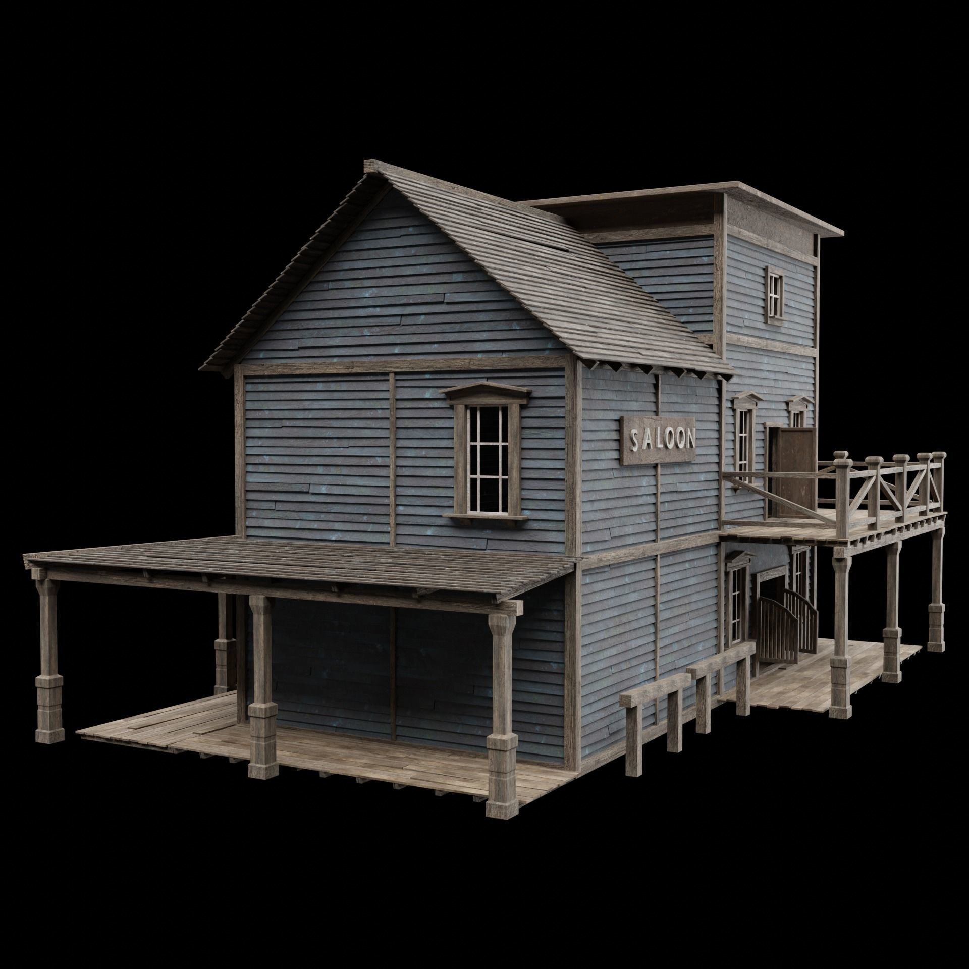 WILD WEST WESTERN SALOON BAR PUB TAVERN RESTAURANT COLLECTION Low-poly 3D model_34