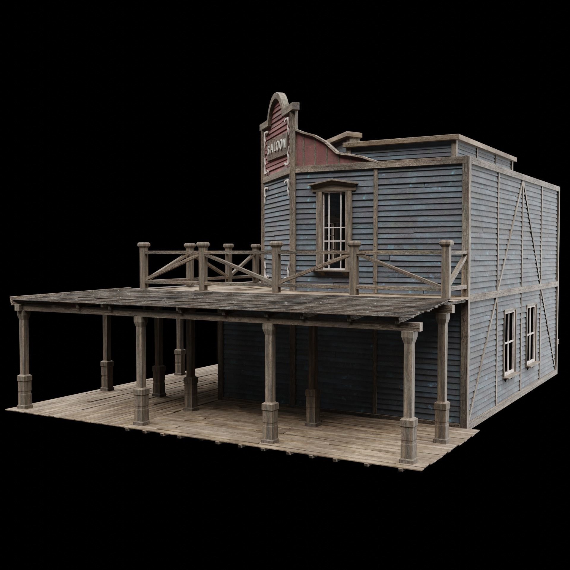 WILD WEST WESTERN SALOON BAR PUB TAVERN RESTAURANT COLLECTION Low-poly 3D model_44