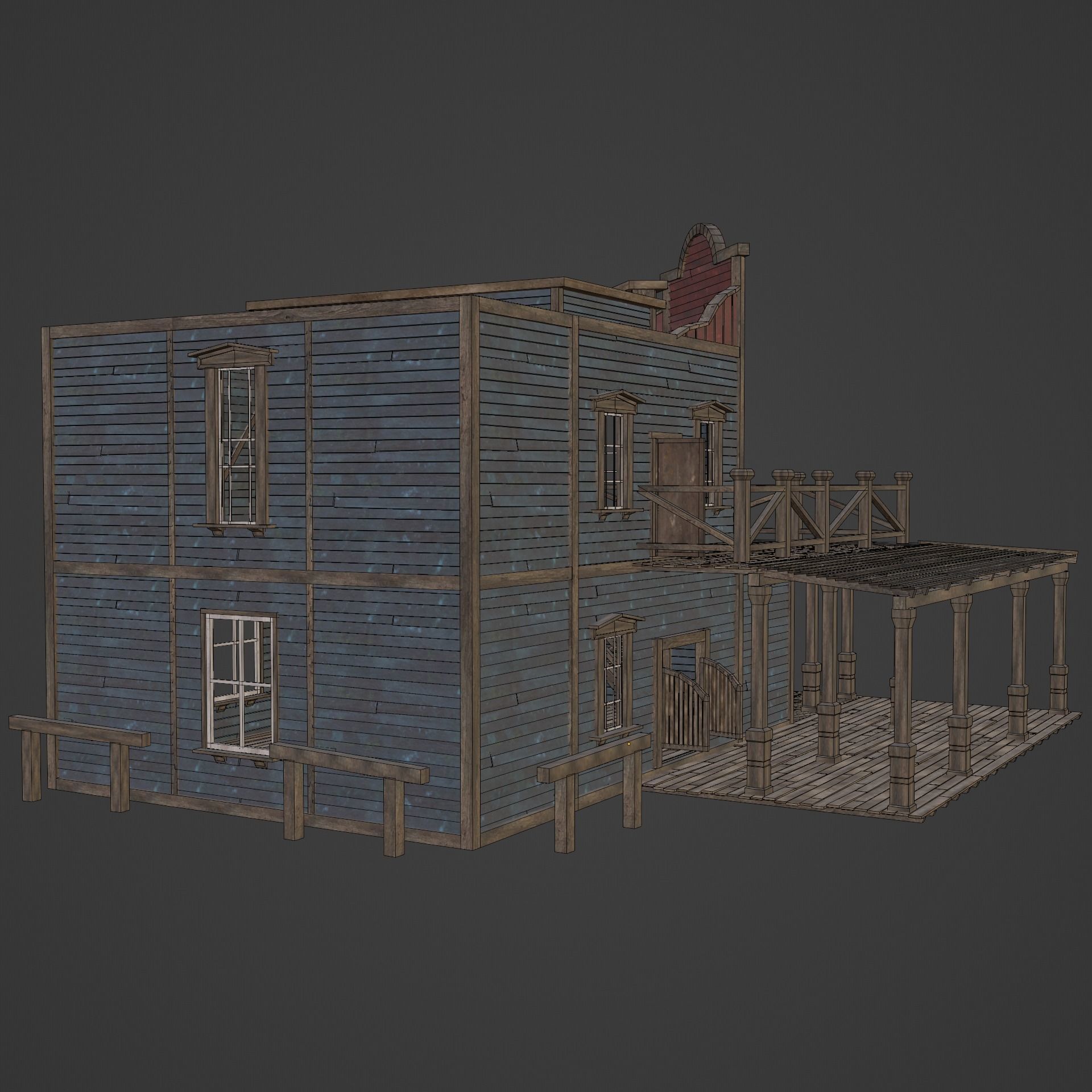 WILD WEST WESTERN SALOON BAR PUB TAVERN RESTAURANT COLLECTION Low-poly 3D model_47