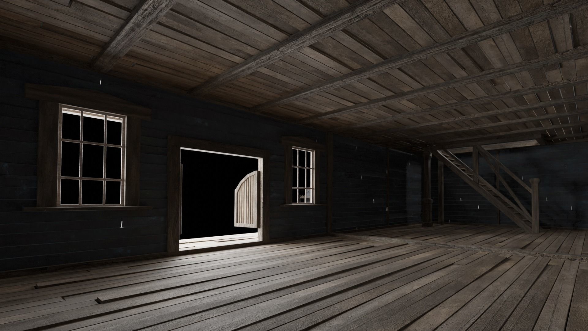 WILD WEST WESTERN SALOON BAR PUB TAVERN RESTAURANT COLLECTION Low-poly 3D model_35