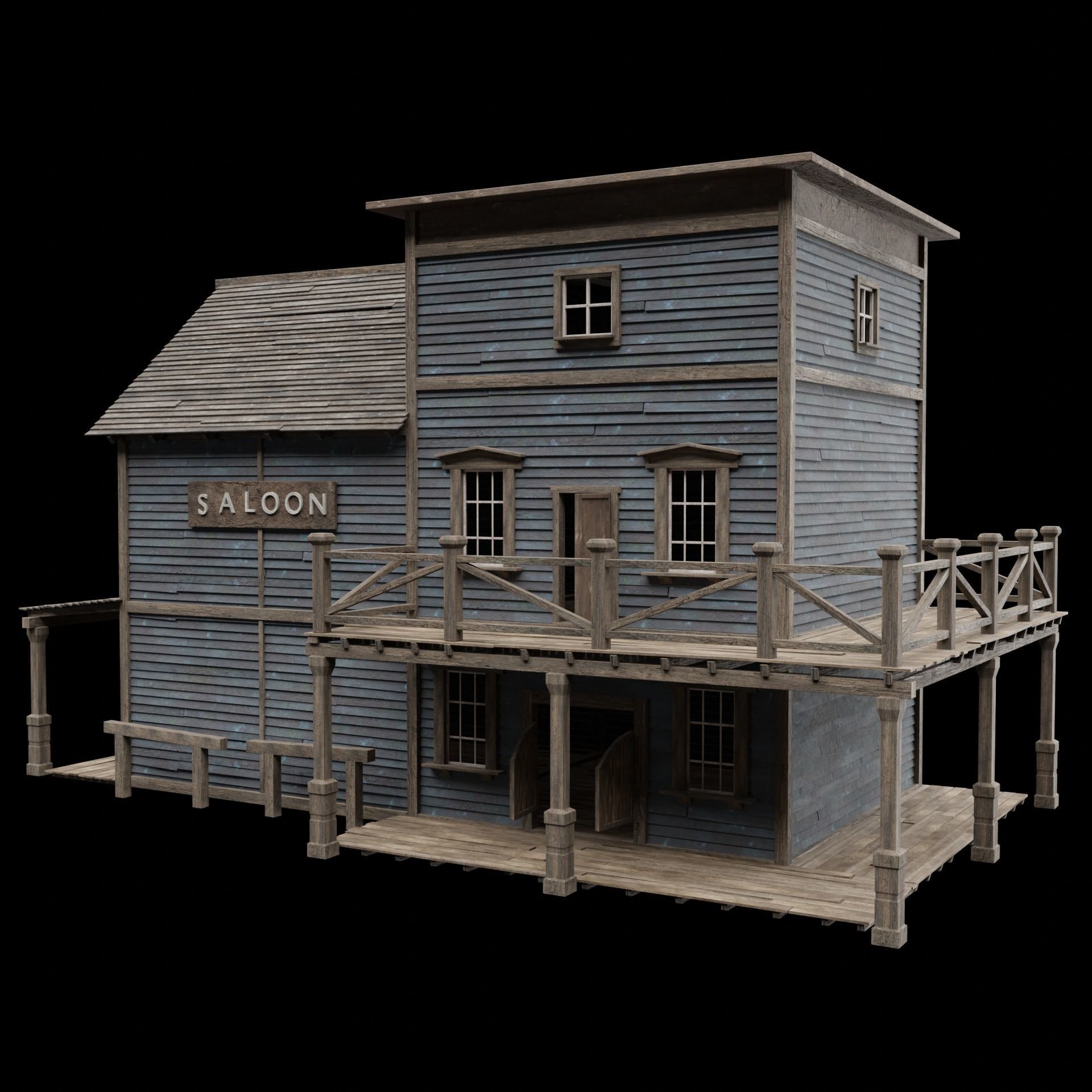 WILD WEST WESTERN SALOON BAR PUB TAVERN RESTAURANT COLLECTION Low-poly 3D model_31