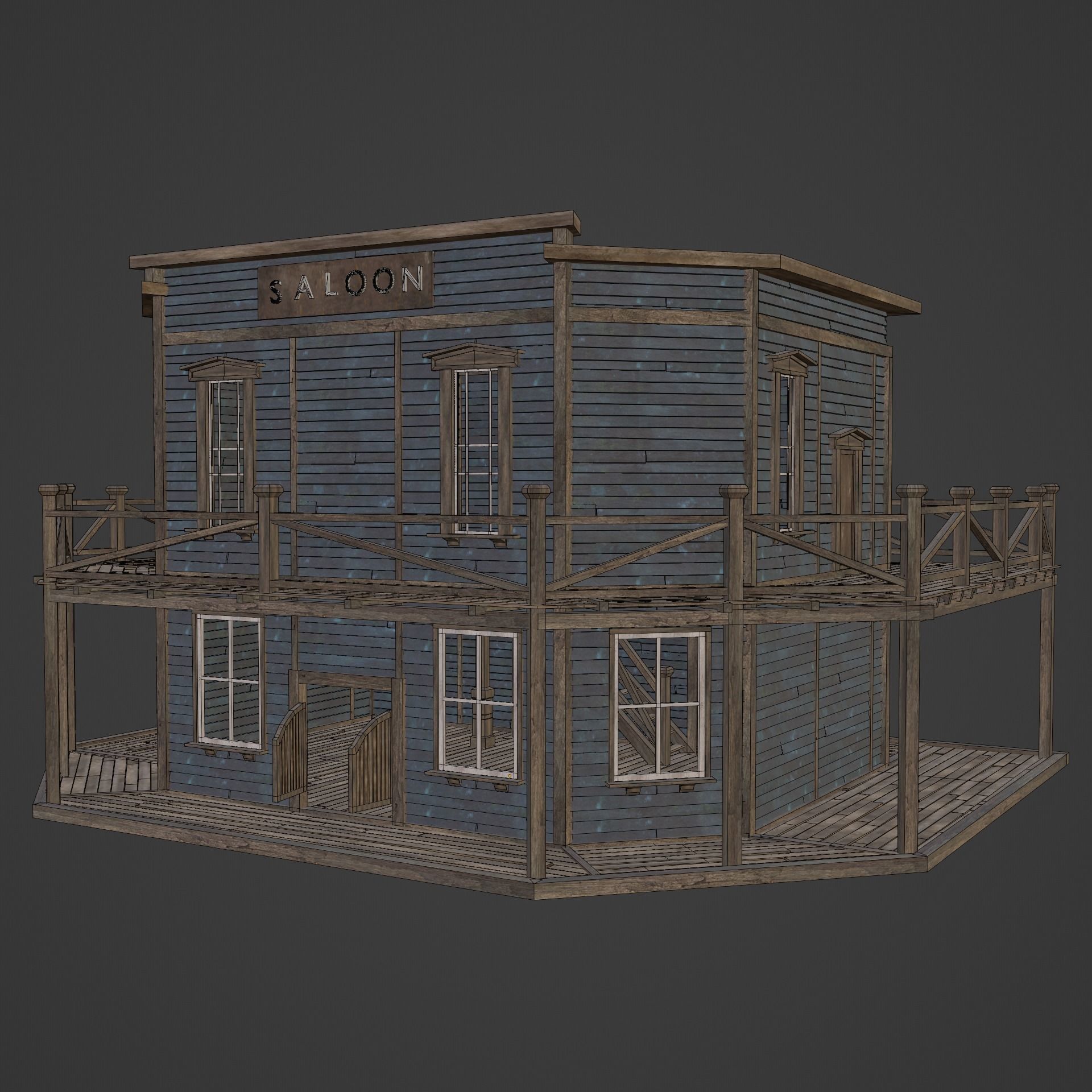 WILD WEST WESTERN SALOON BAR PUB TAVERN RESTAURANT COLLECTION Low-poly 3D model_30