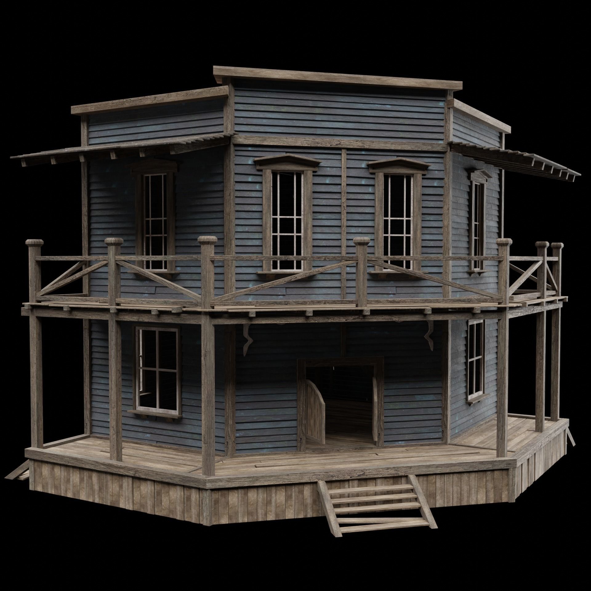 WILD WEST WESTERN SALOON BAR PUB TAVERN RESTAURANT COLLECTION Low-poly 3D model_16