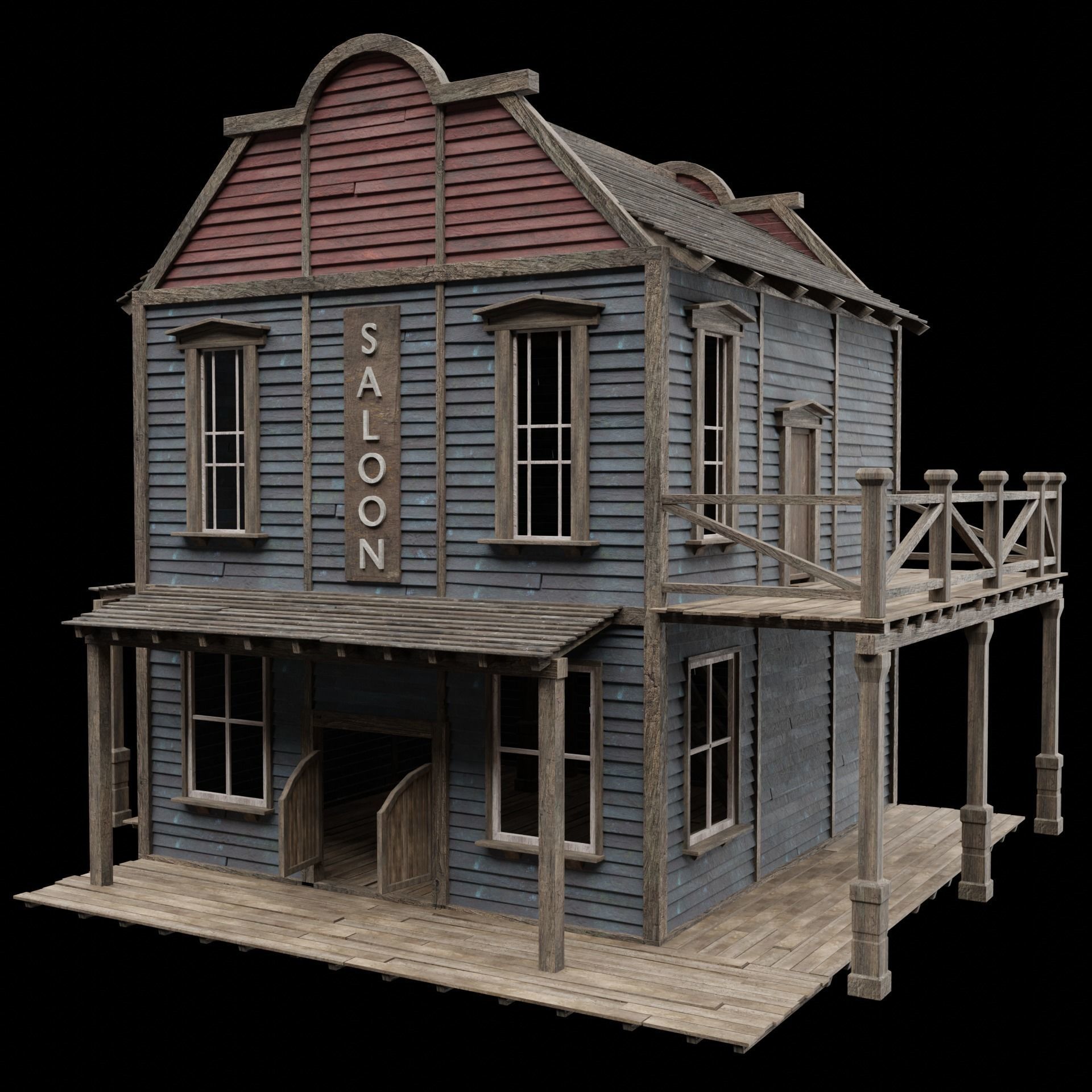 WILD WEST WESTERN SALOON BAR PUB TAVERN RESTAURANT COLLECTION Low-poly 3D model_19