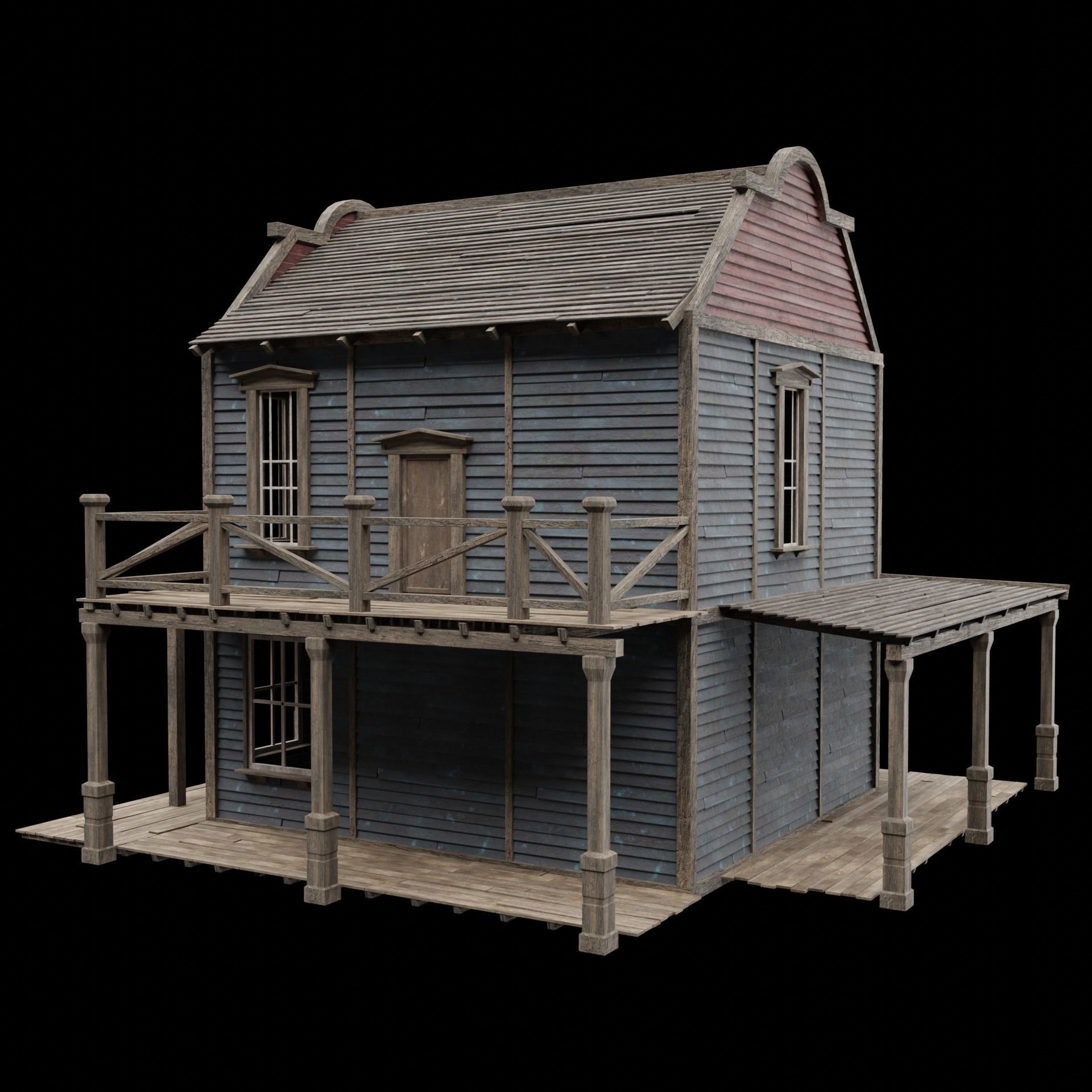 WILD WEST WESTERN SALOON BAR PUB TAVERN RESTAURANT COLLECTION Low-poly 3D model_20