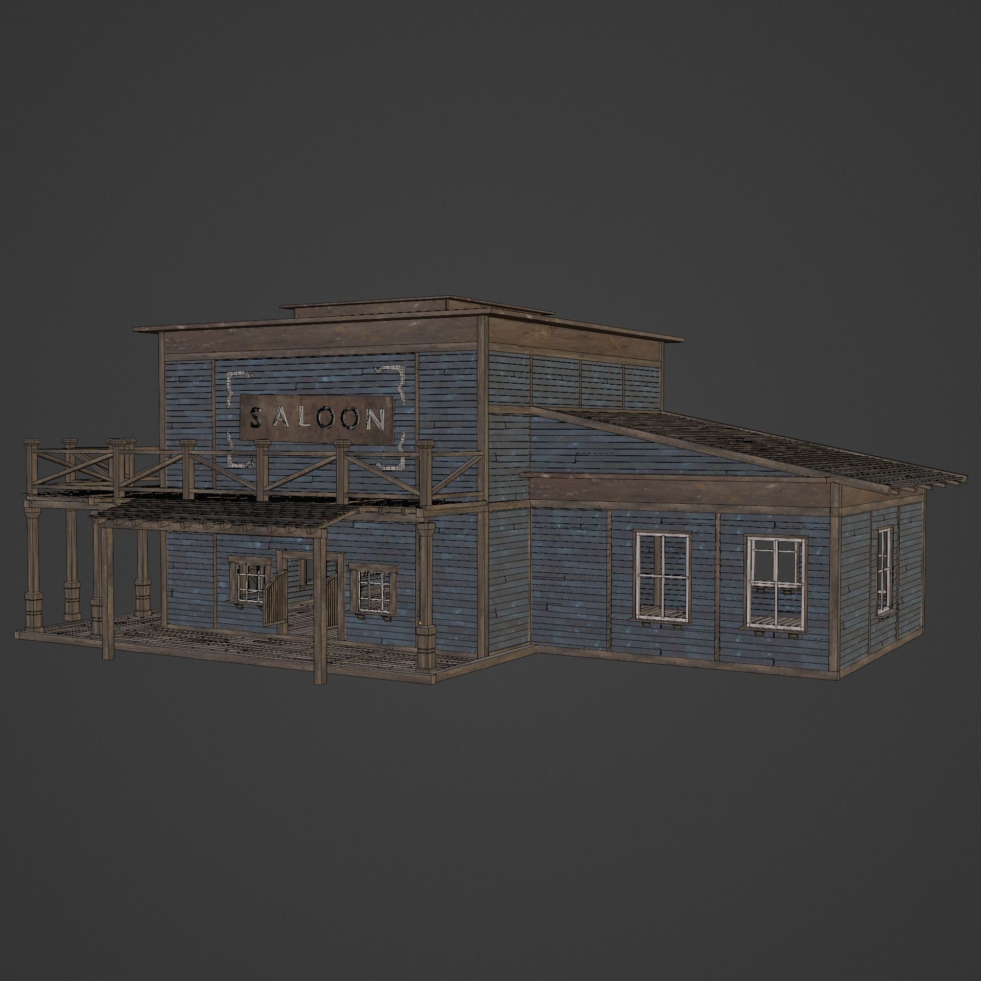 WILD WEST WESTERN SALOON BAR PUB TAVERN RESTAURANT COLLECTION Low-poly 3D model_12