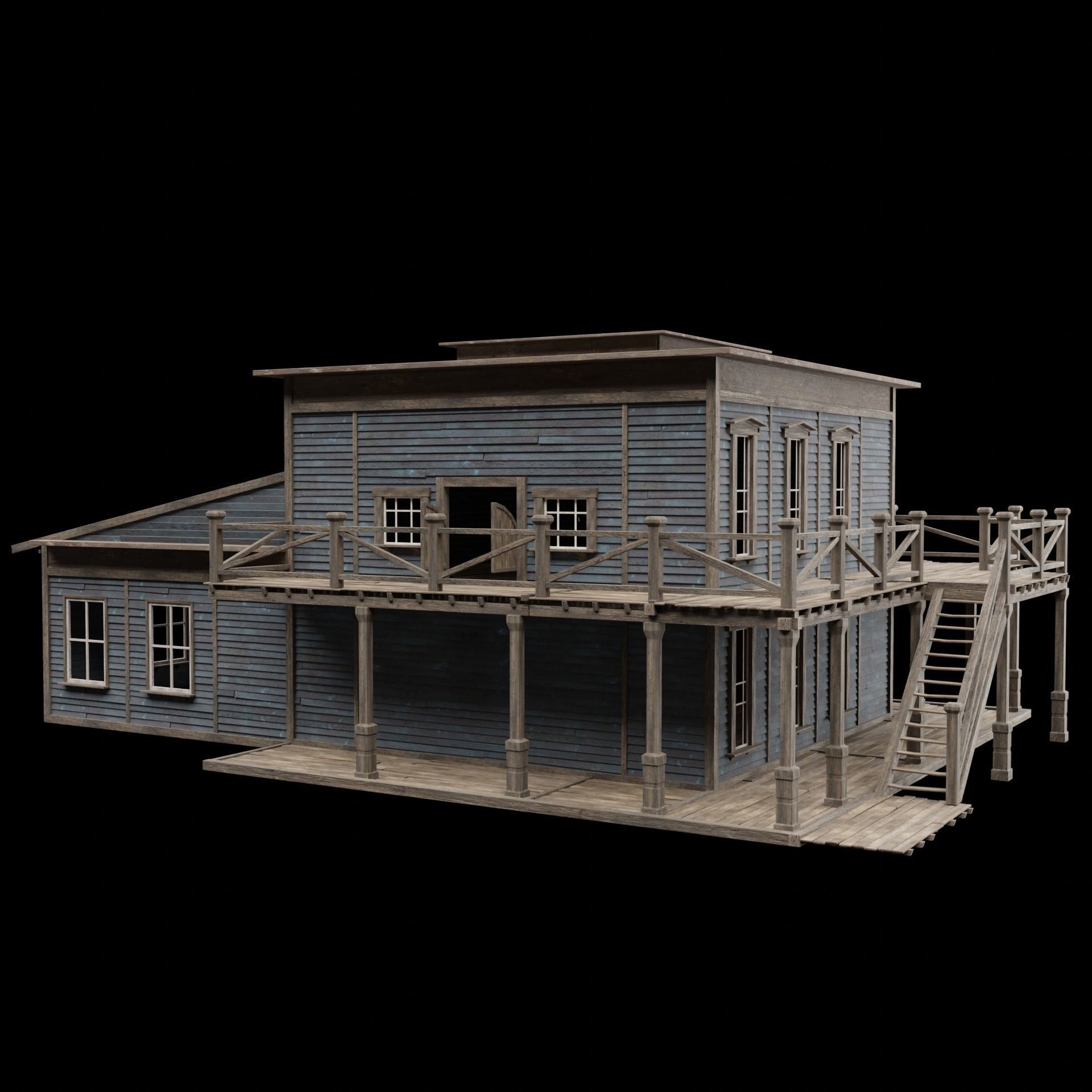 WILD WEST WESTERN SALOON BAR PUB TAVERN RESTAURANT COLLECTION Low-poly 3D model_9