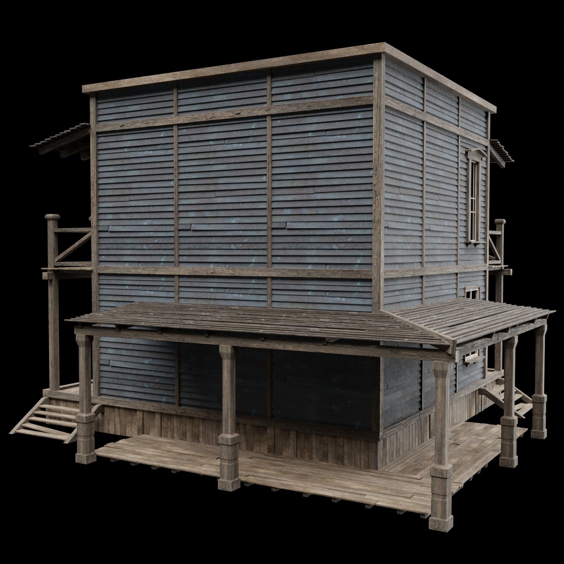 WILD WEST WESTERN SALOON BAR PUB TAVERN RESTAURANT COLLECTION Low-poly 3D model_14