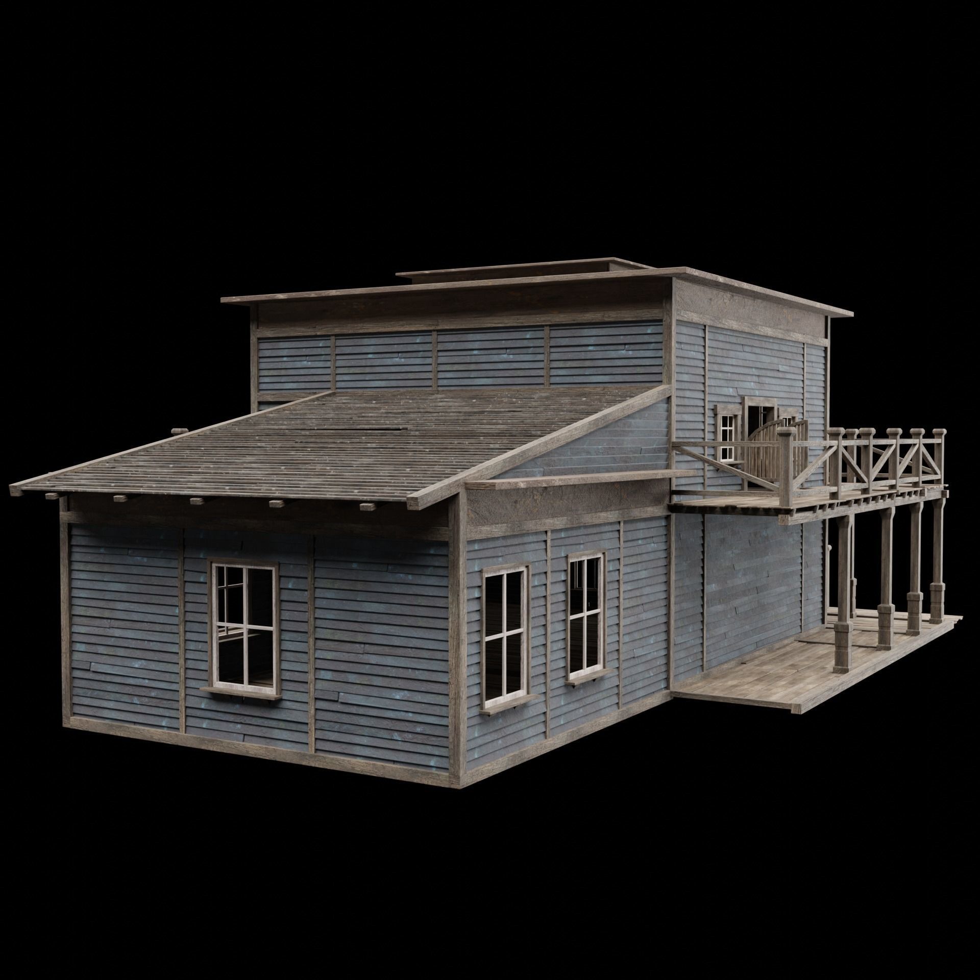 WILD WEST WESTERN SALOON BAR PUB TAVERN RESTAURANT COLLECTION Low-poly 3D model_8
