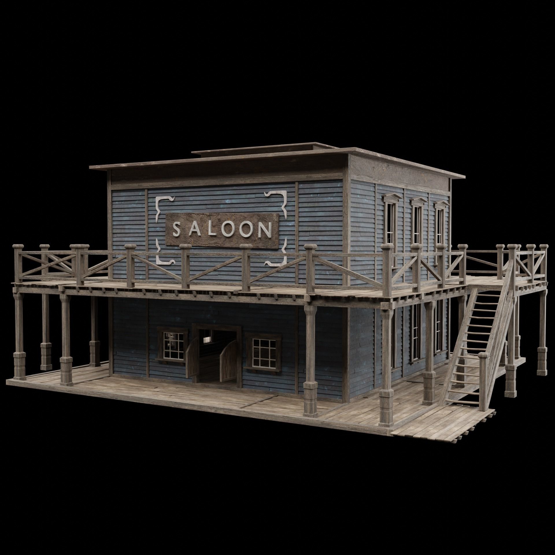 WILD WEST WESTERN SALOON BAR PUB TAVERN RESTAURANT COLLECTION Low-poly 3D model_49
