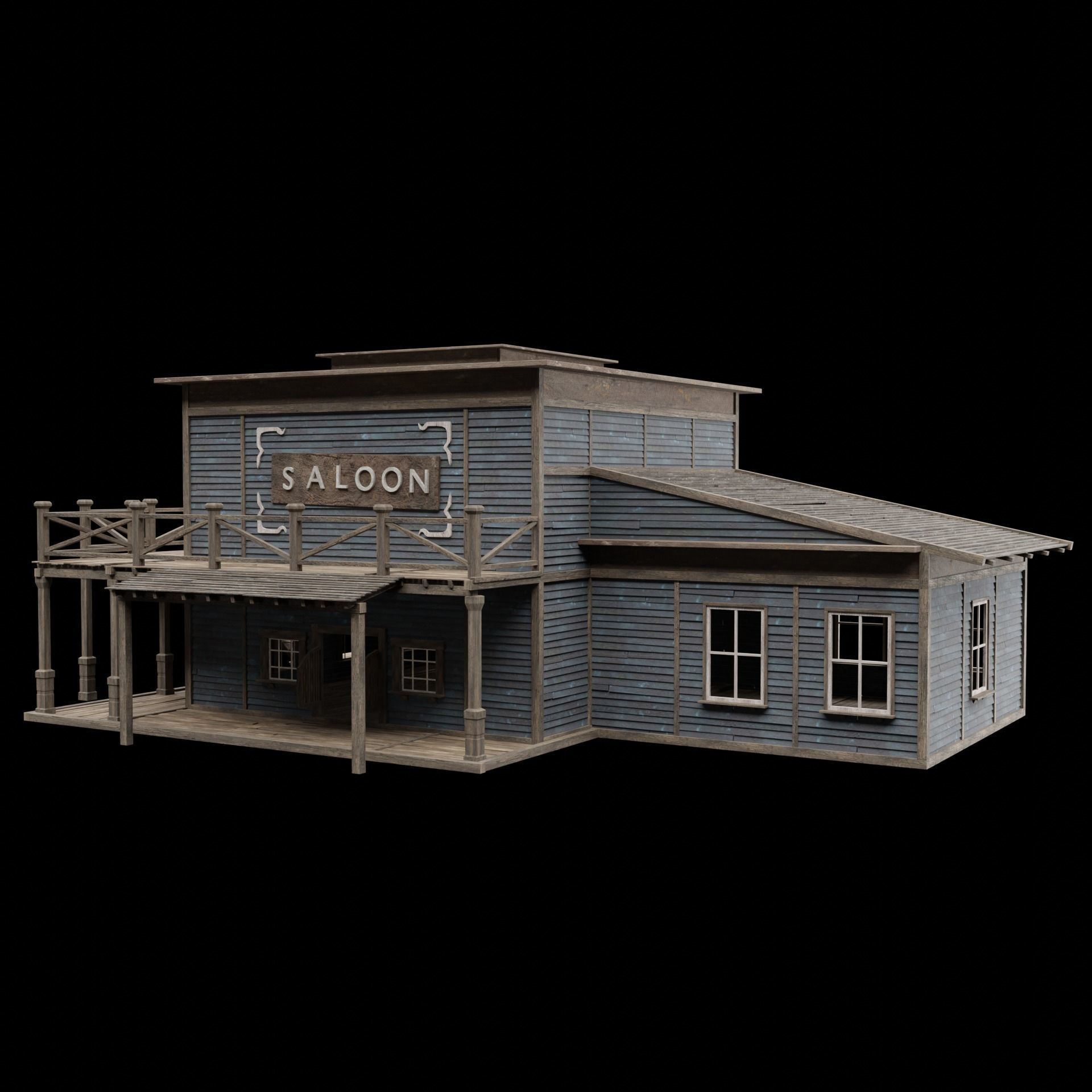 WILD WEST WESTERN SALOON BAR PUB TAVERN RESTAURANT COLLECTION Low-poly 3D model_7