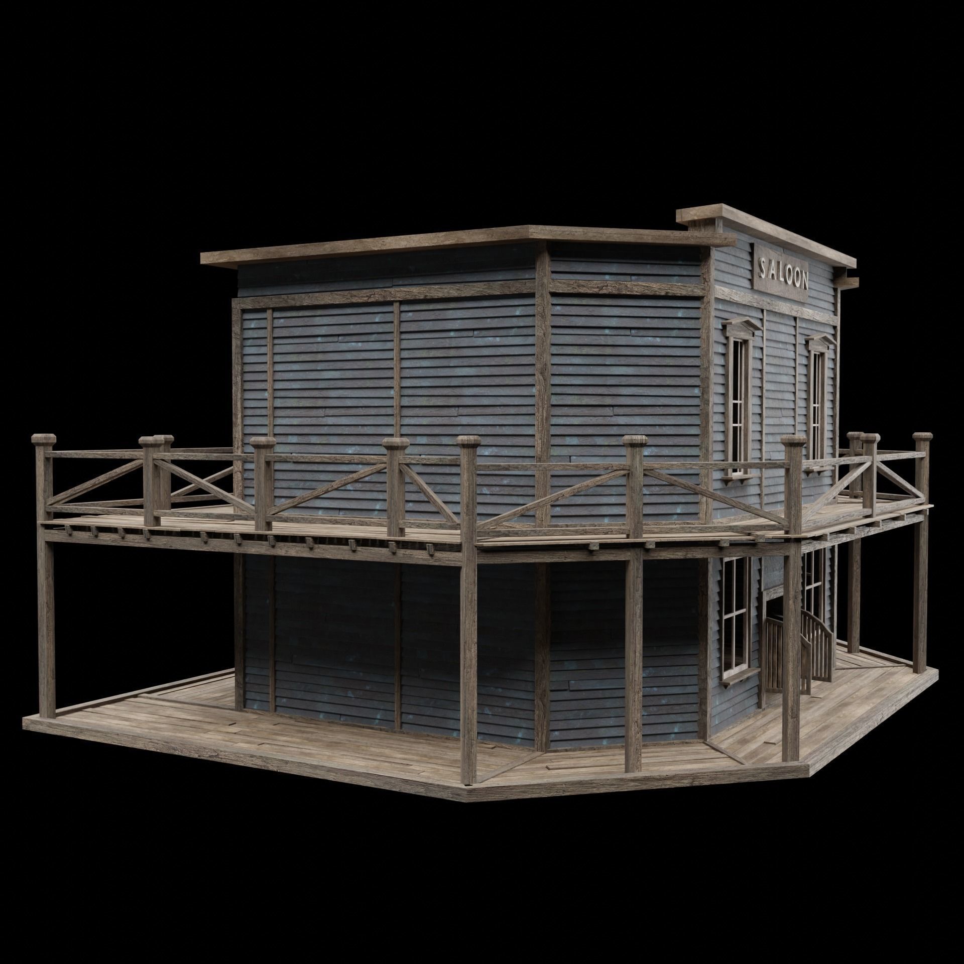 WILD WEST WESTERN SALOON BAR PUB TAVERN RESTAURANT COLLECTION Low-poly 3D model_28