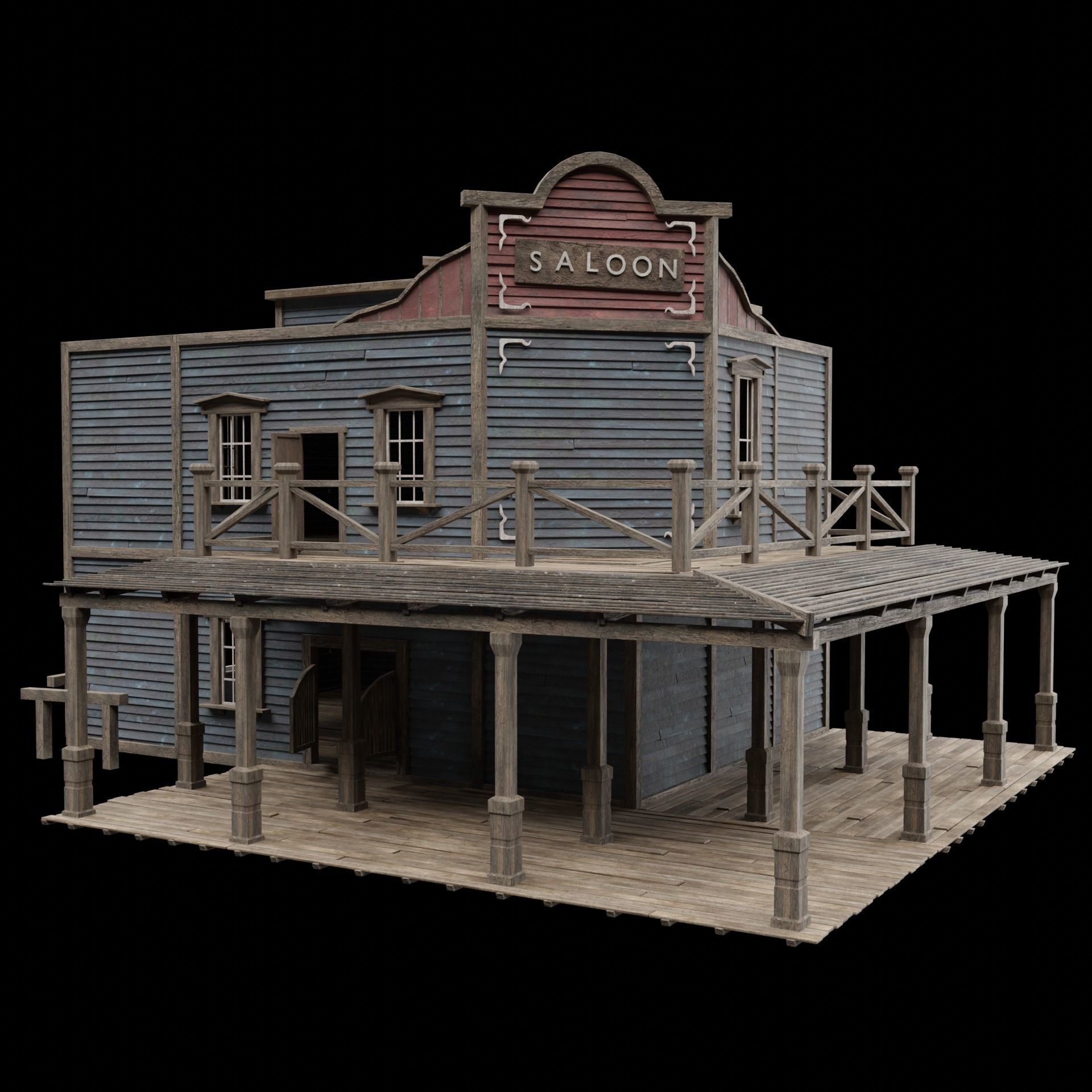 WILD WEST WESTERN SALOON BAR PUB TAVERN RESTAURANT COLLECTION Low-poly 3D model_43
