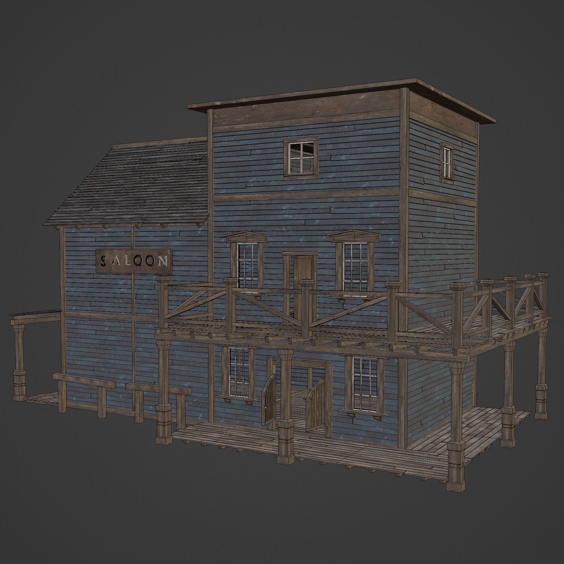 WILD WEST WESTERN SALOON BAR PUB TAVERN RESTAURANT COLLECTION Low-poly 3D model_36