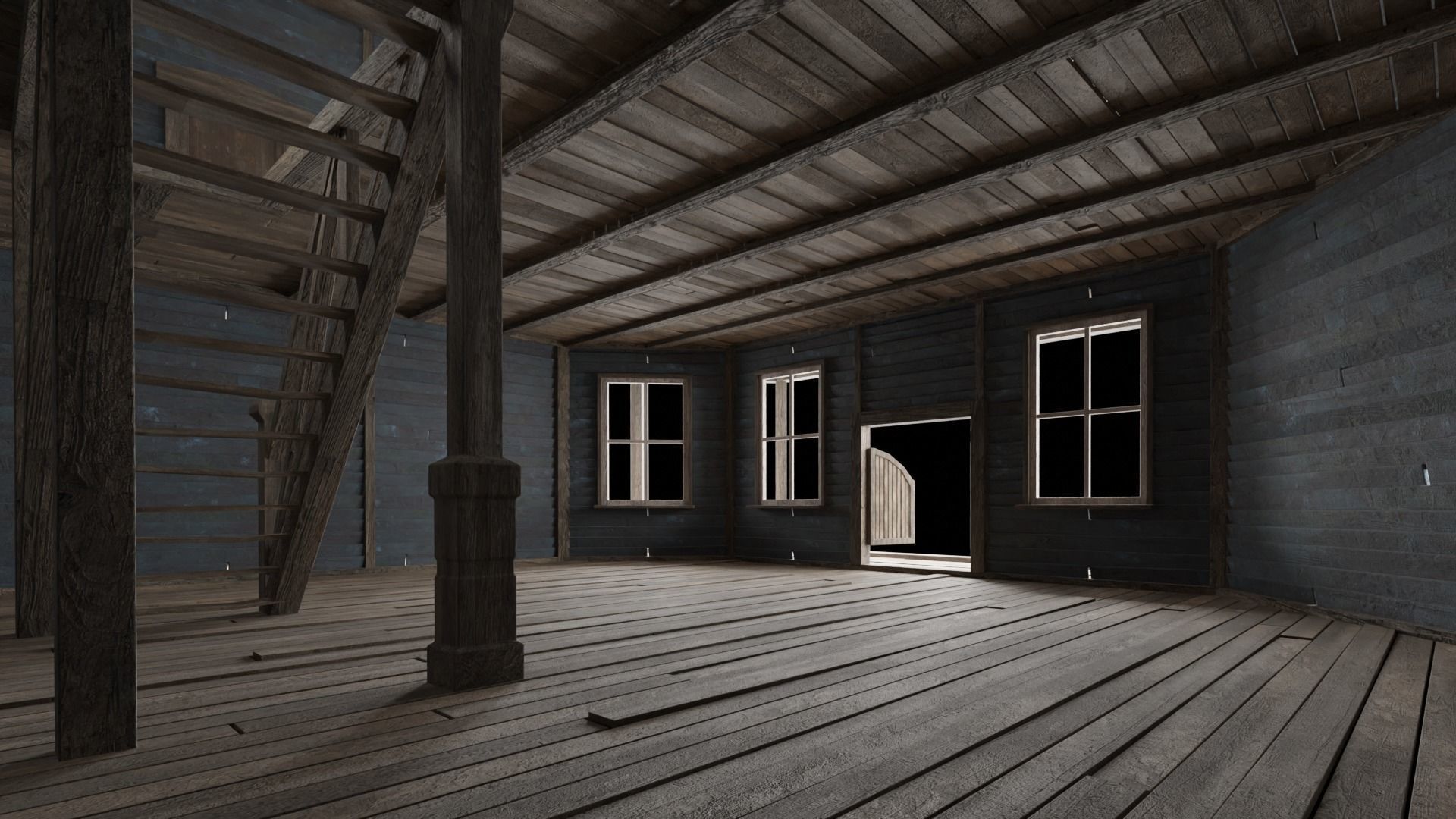 WILD WEST WESTERN SALOON BAR PUB TAVERN RESTAURANT COLLECTION Low-poly 3D model_29