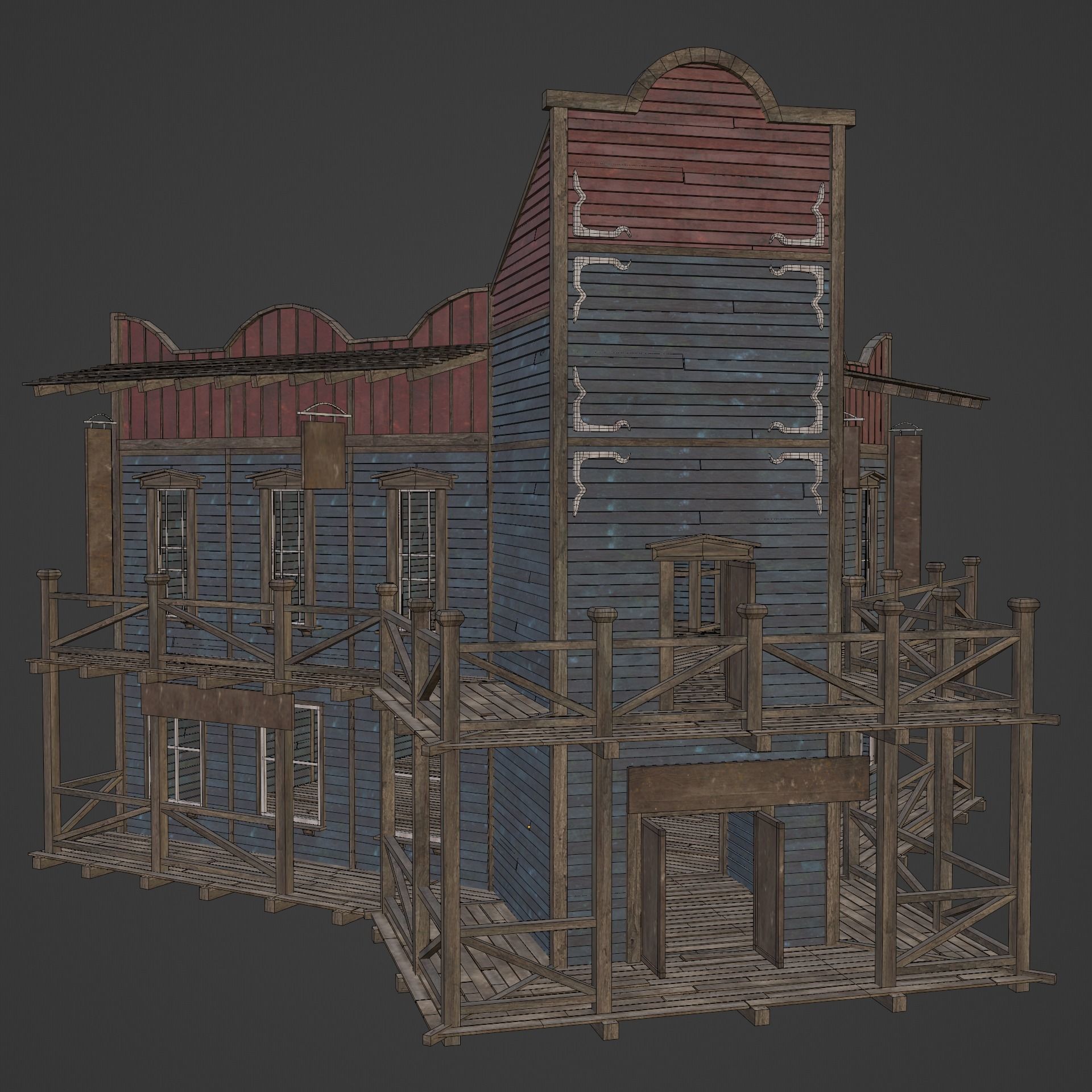 WILD WEST WESTERN SALOON BAR PUB TAVERN RESTAURANT COLLECTION Low-poly 3D model_6