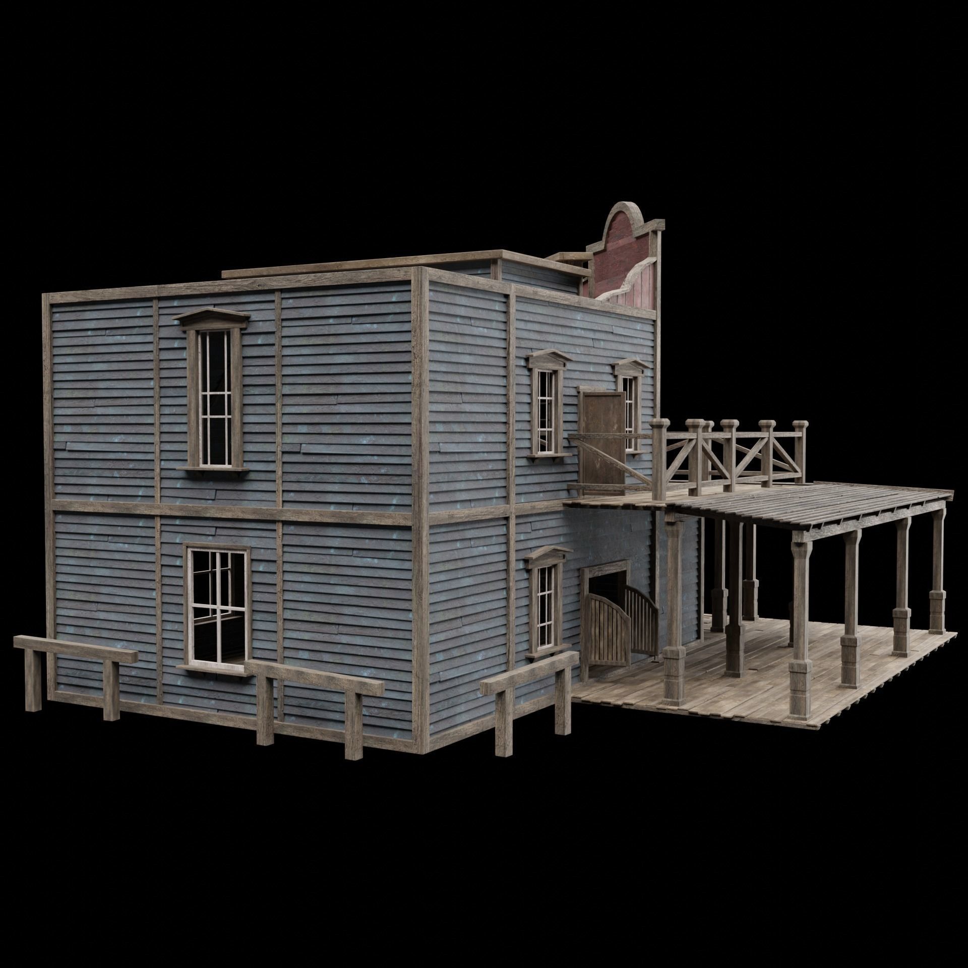 WILD WEST WESTERN SALOON BAR PUB TAVERN RESTAURANT COLLECTION Low-poly 3D model_46