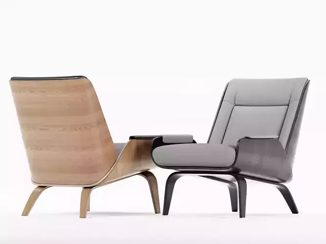 Paulo Bent Ply Leather Chair