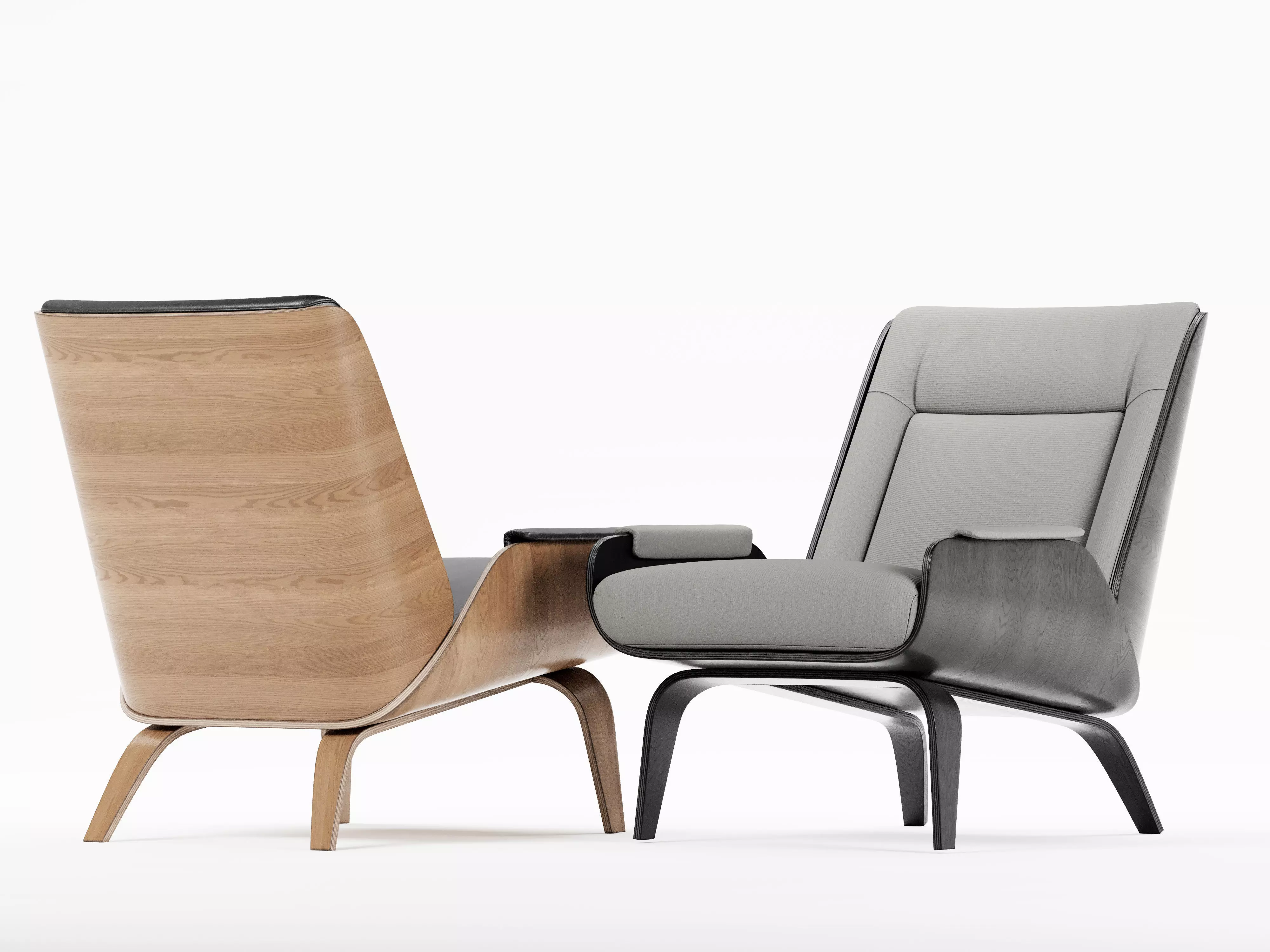 Paulo Bent Ply Leather Chair 3D model