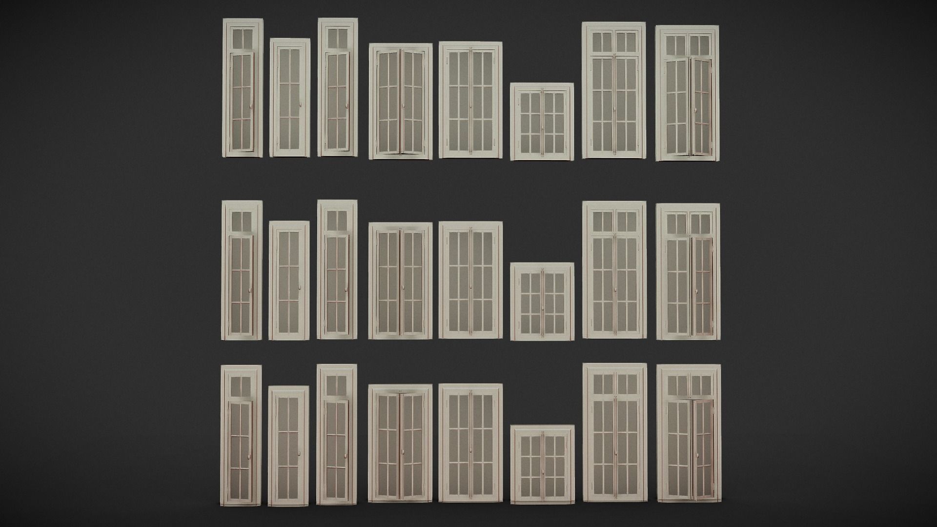 A Collection of 3D Window in Rectangle Styles Low-poly 3D model_4