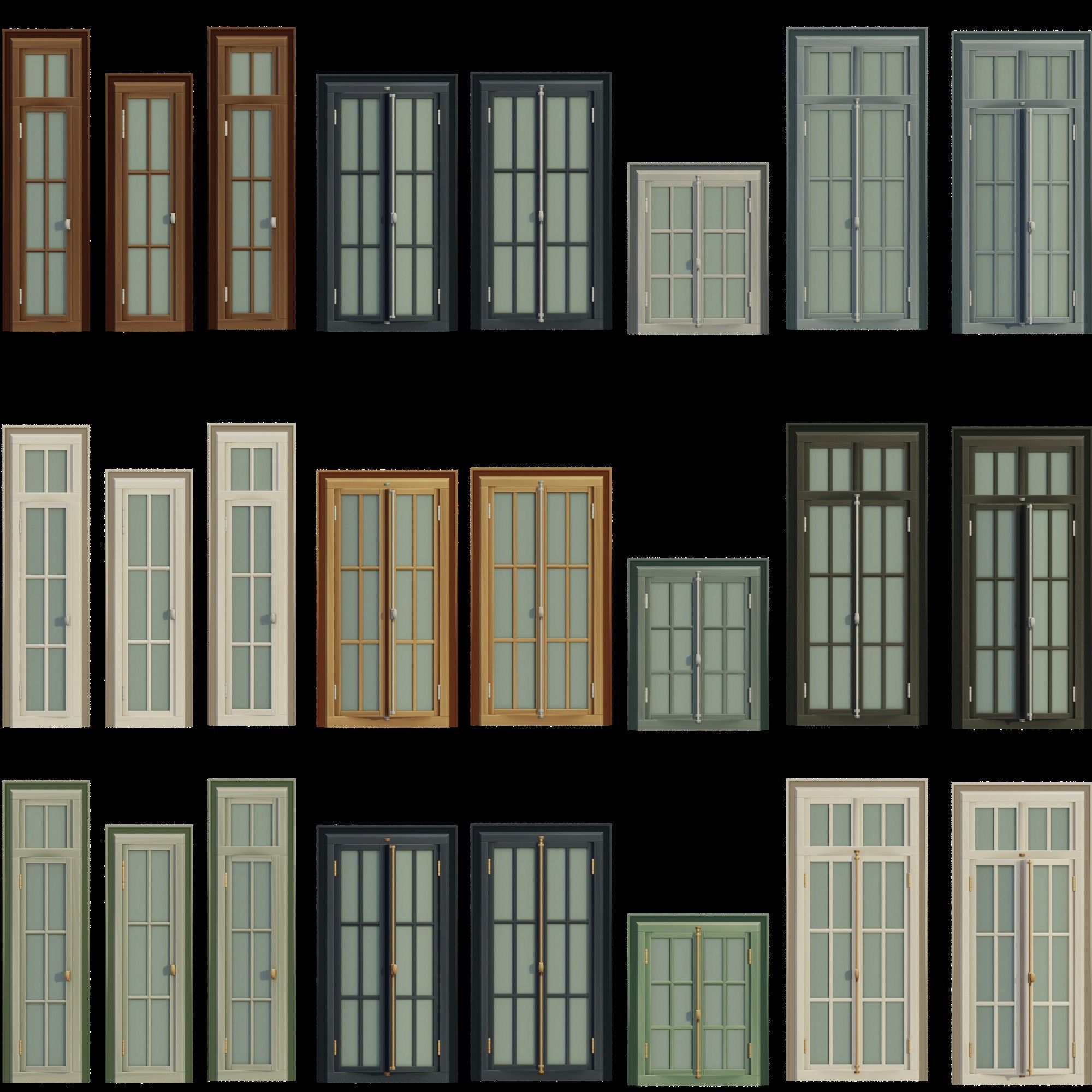 A Collection of 3D Window in Rectangle Styles Low-poly 3D model_11